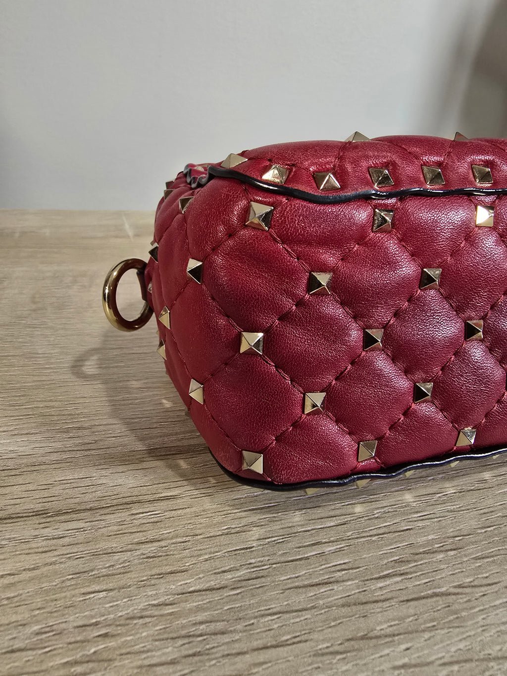 Valentino Garavani Rockstud Spike Handbag Red Leather Silver Hardware Chain Strap