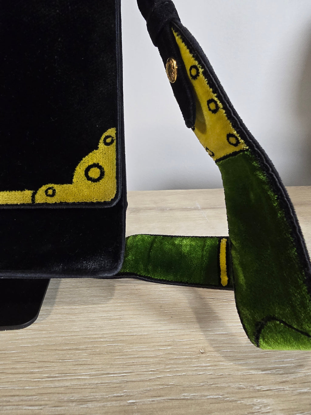 Prada Cahier Shoulder Bag Green Black Velvet Trompe L’Œil Gold Hardware