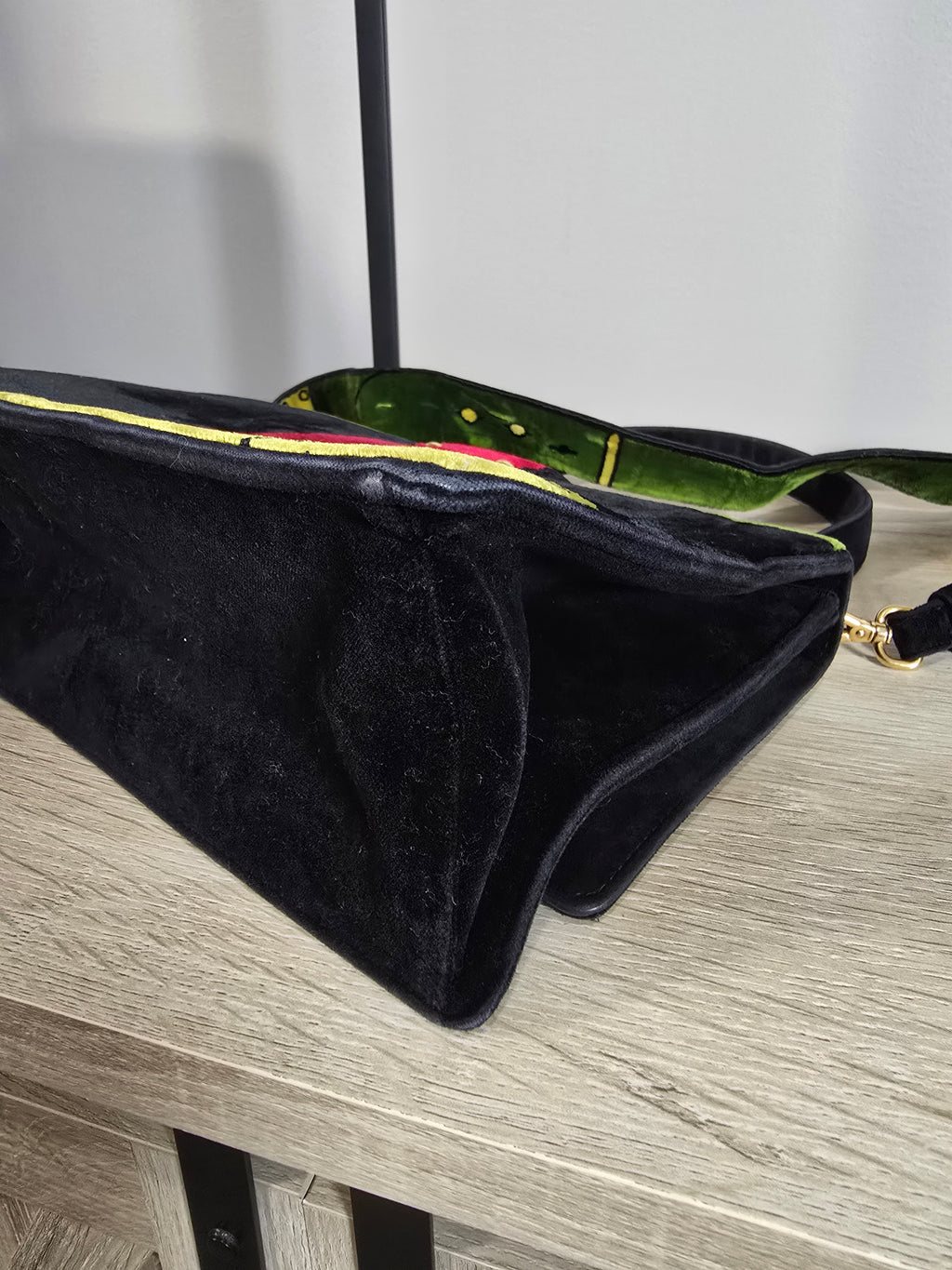 Prada Cahier Shoulder Bag Green Black Velvet Trompe L’Œil Gold Hardware