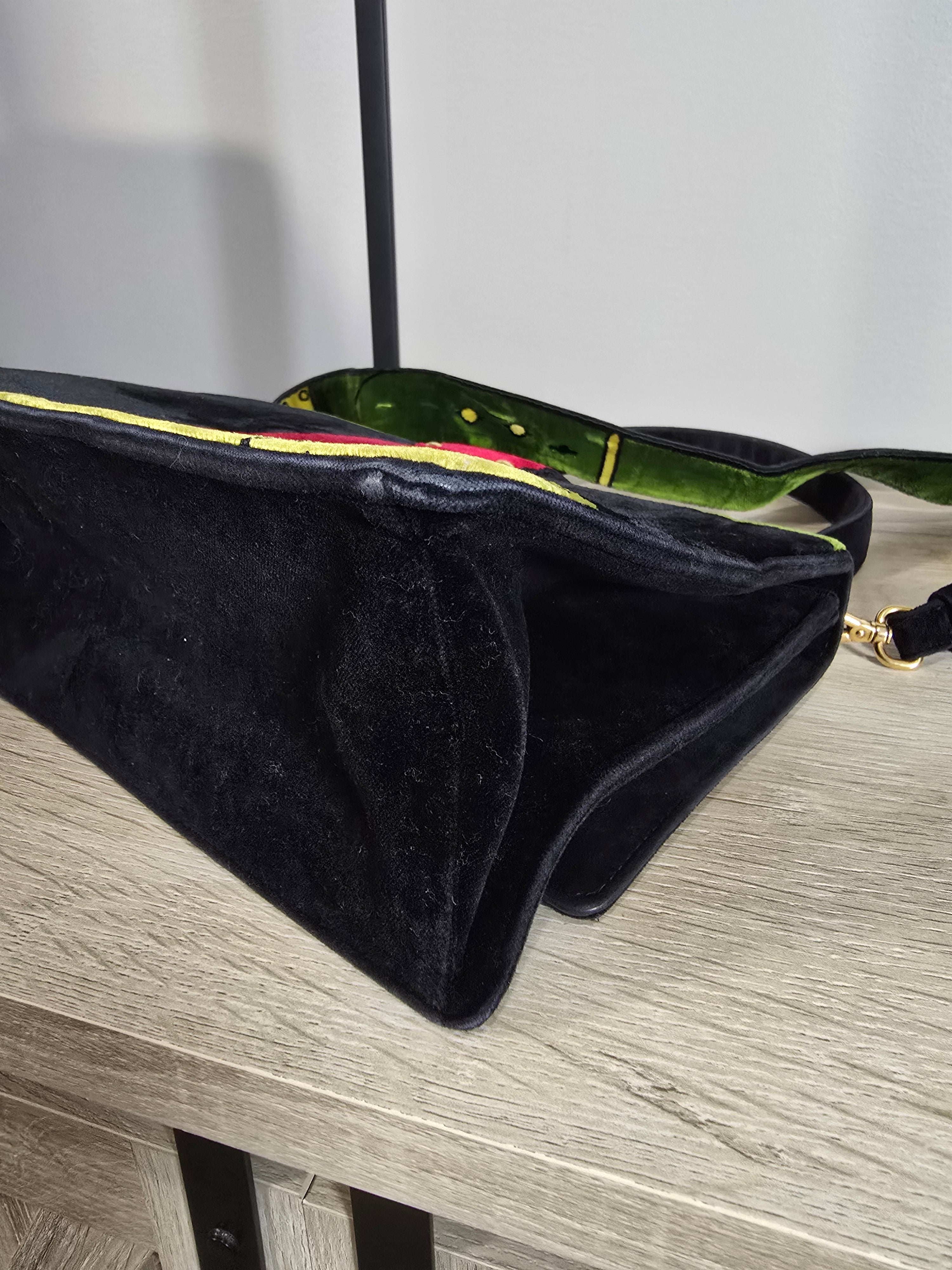 Prada Cahier Shoulder Bag Green Black Velvet Trompe L’Œil Gold Hardware