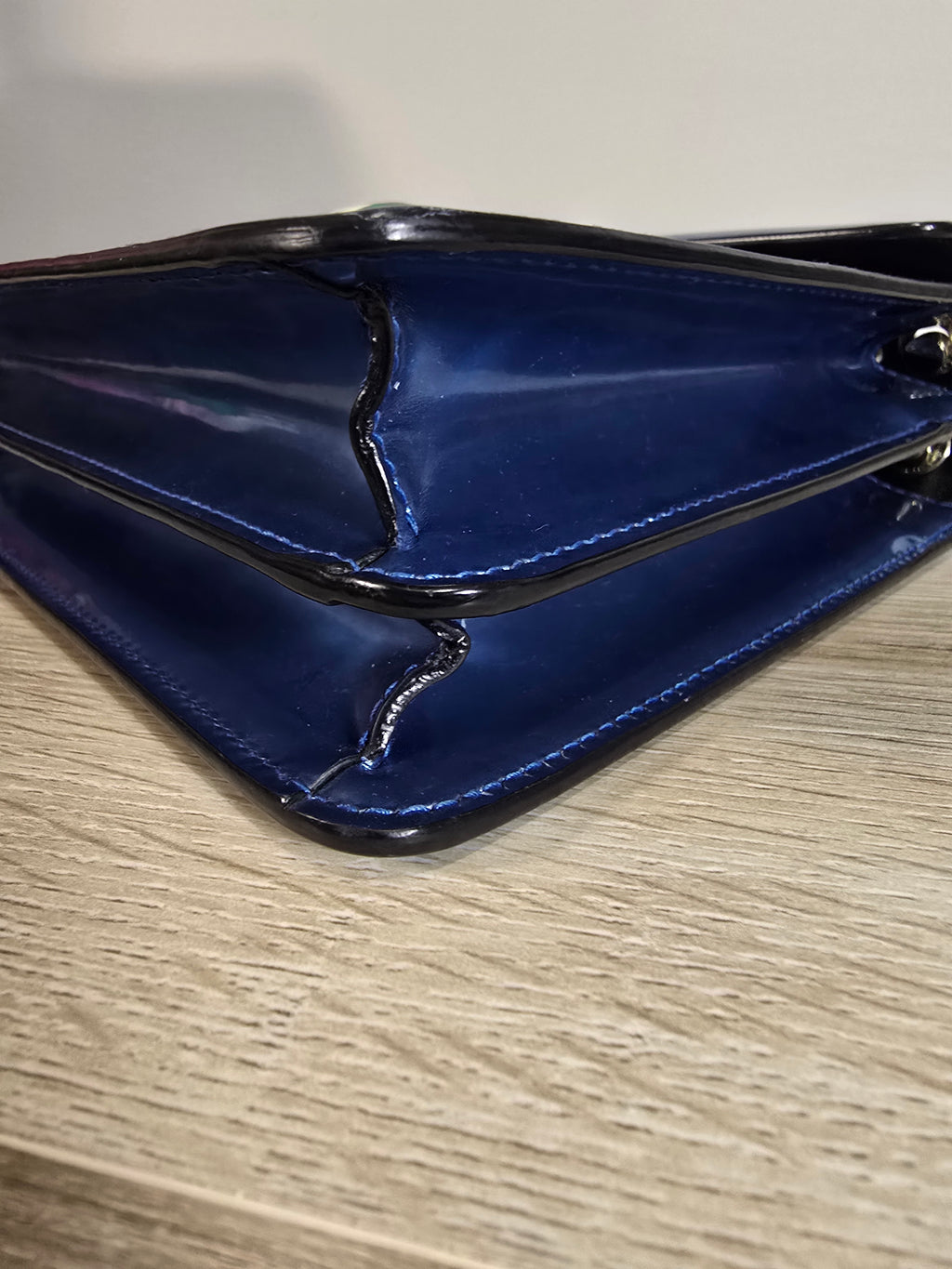 Bvlgari Serpenti Forever Medium Shoulder Bag Metallic Blue Silver Hardware Chain Strap