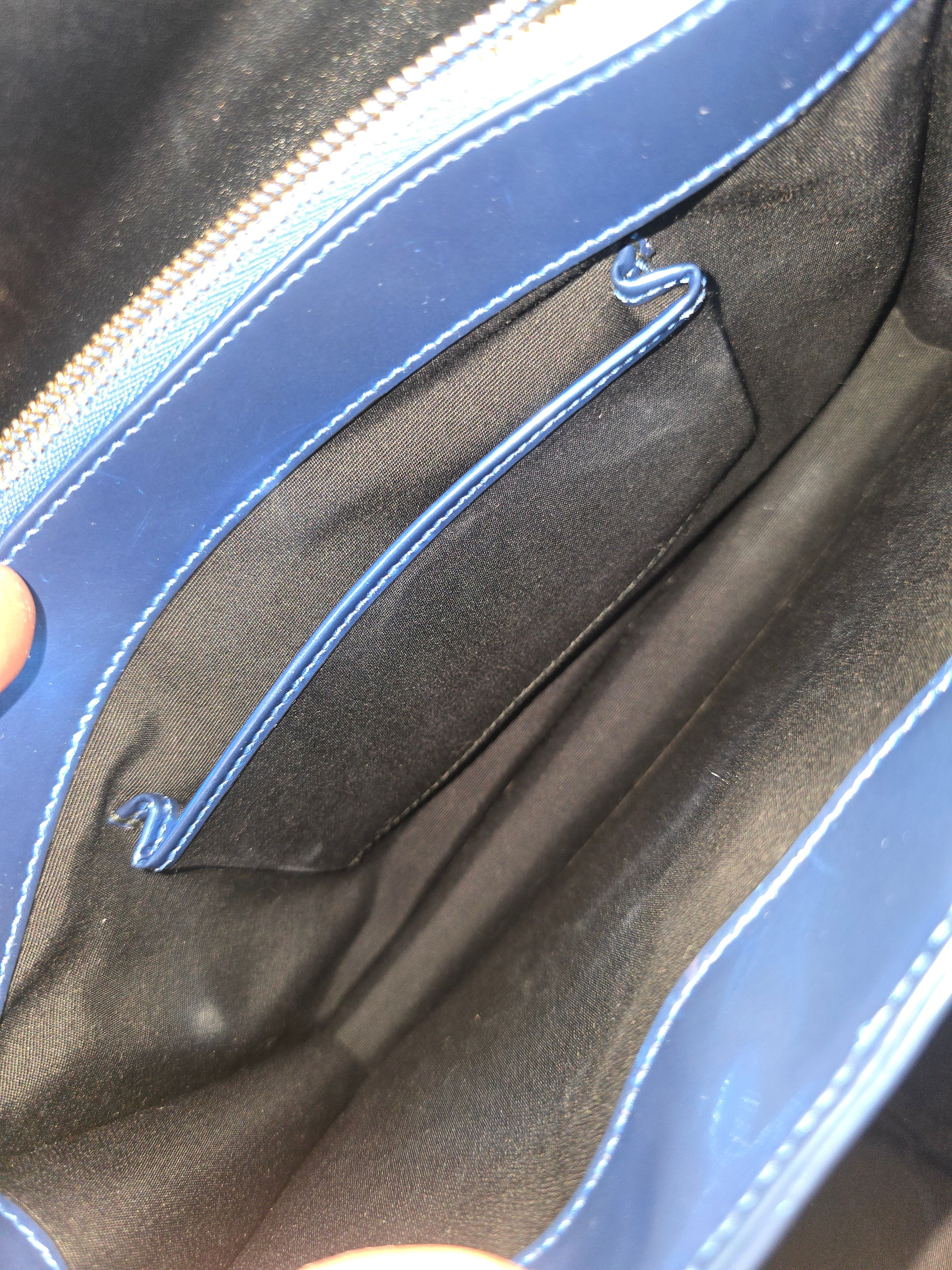 Bvlgari Serpenti Forever Medium Shoulder Bag Metallic Blue Silver Hardware Chain Strap