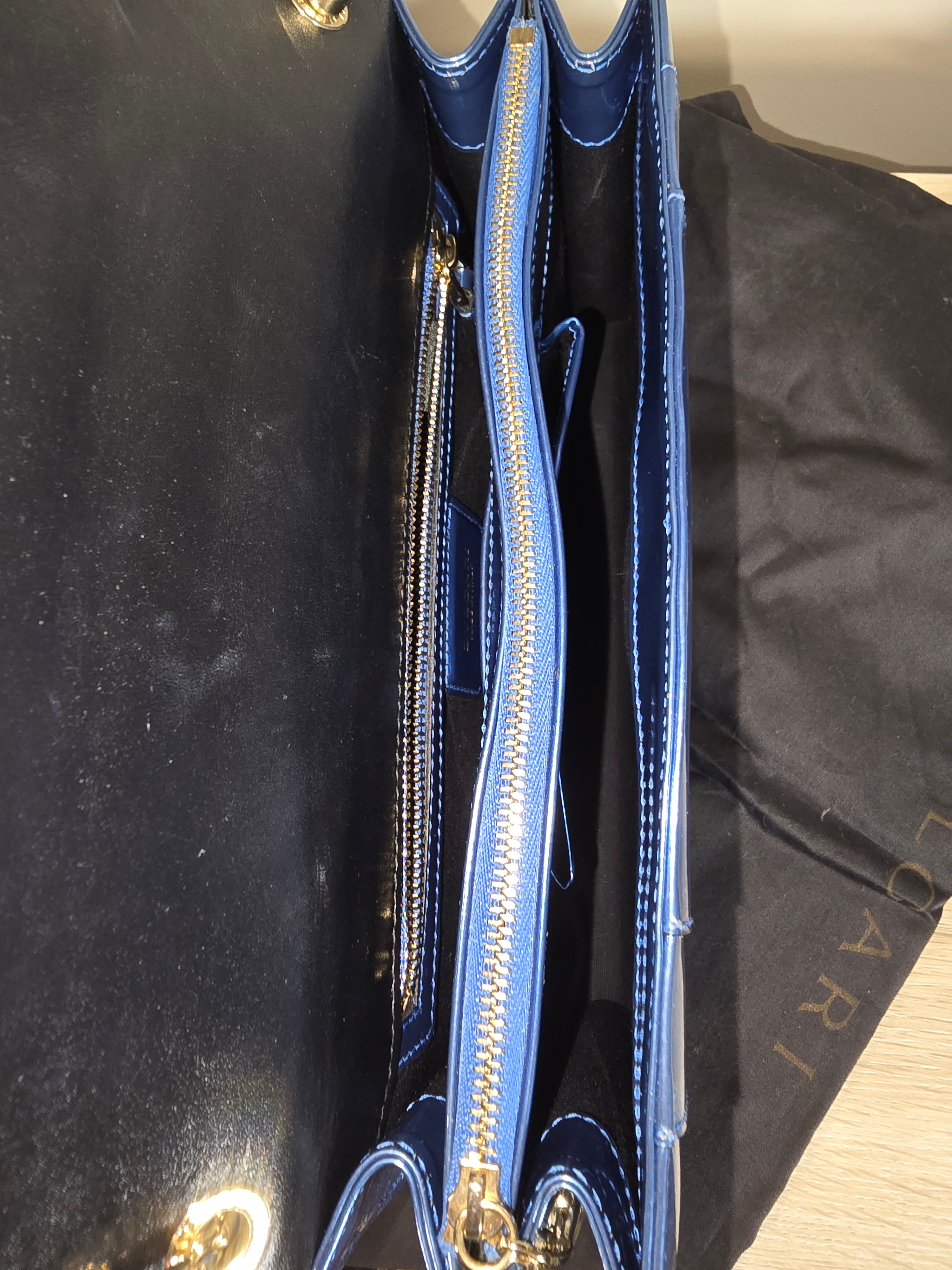 Bvlgari Serpenti Forever Medium Shoulder Bag Metallic Blue Silver Hardware Chain Strap