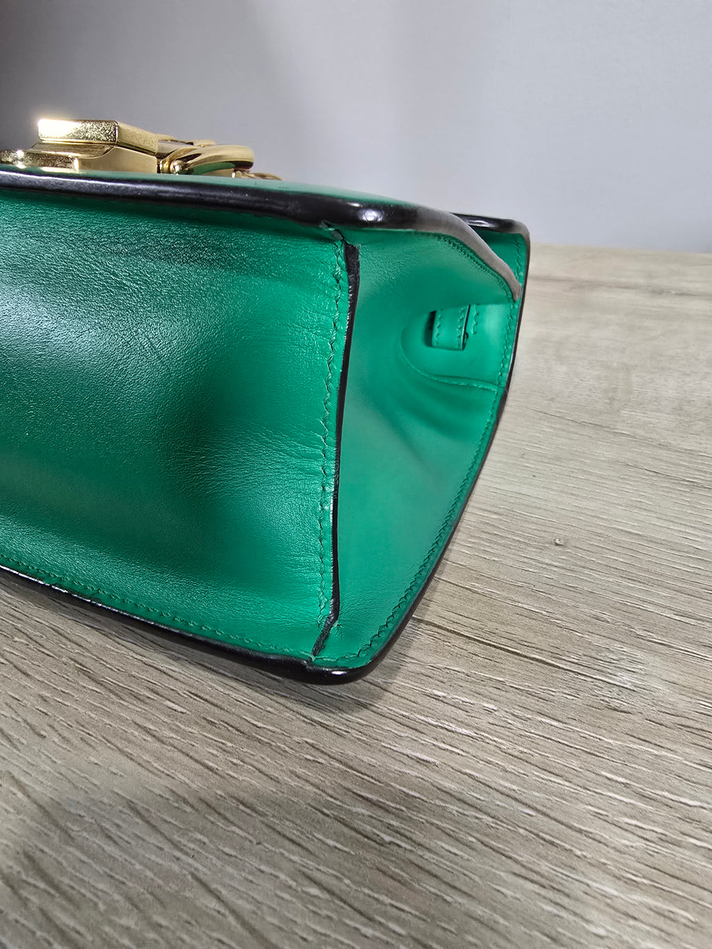 Gucci Sylvie Mini Top Handle Bag Green Leather Gold Hardware Red White Blue Rope Strap