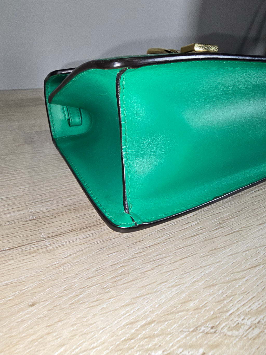 Gucci Sylvie Mini Top Handle Bag Green Leather Gold Hardware Red White Blue Rope Strap