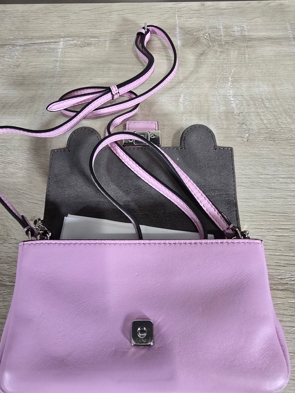 Fendi Micro Monster Baguette Pink Leather Crystal Fur Embellishment