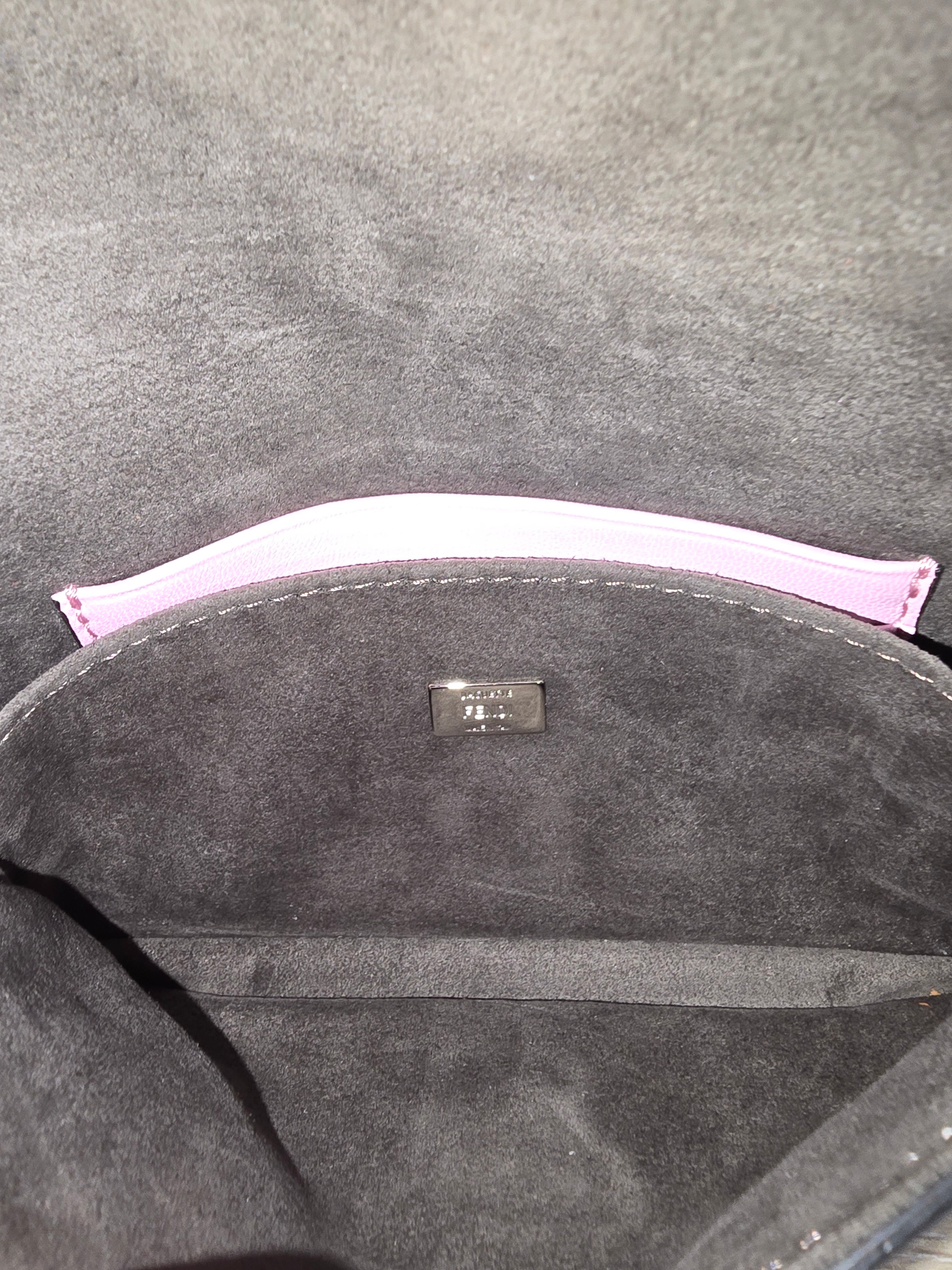 Fendi Micro Monster Baguette Pink Leather Crystal Fur Embellishment