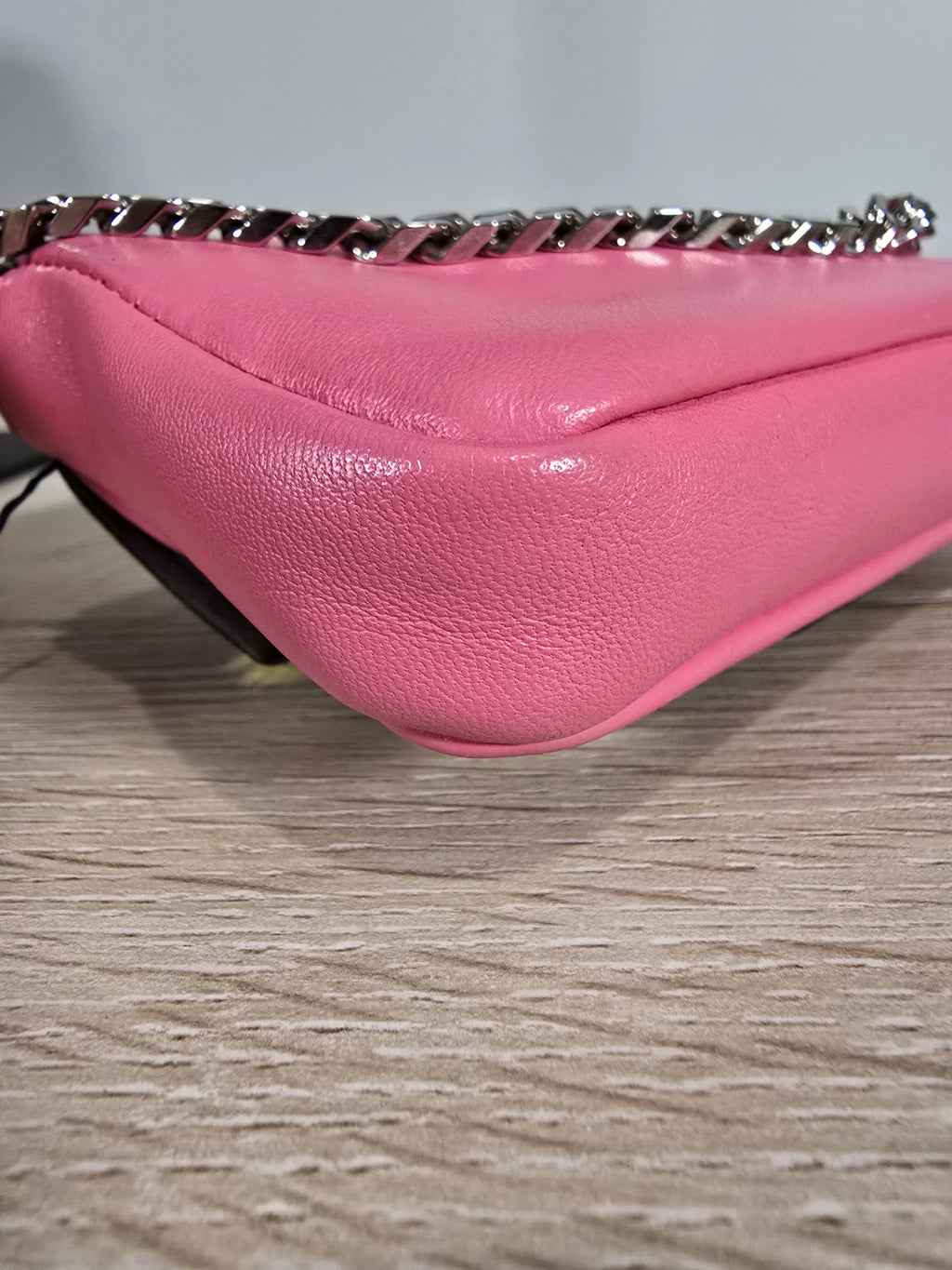 Fendi Micro Monster Baguette Dark Pink Leather Crystal Fur Embellishment