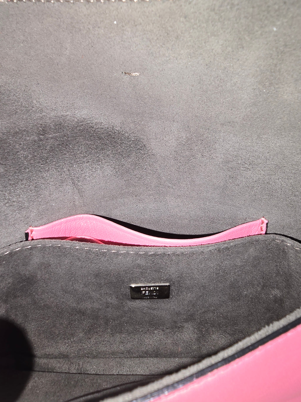 Fendi Micro Monster Baguette Dark Pink Leather Crystal Fur Embellishment