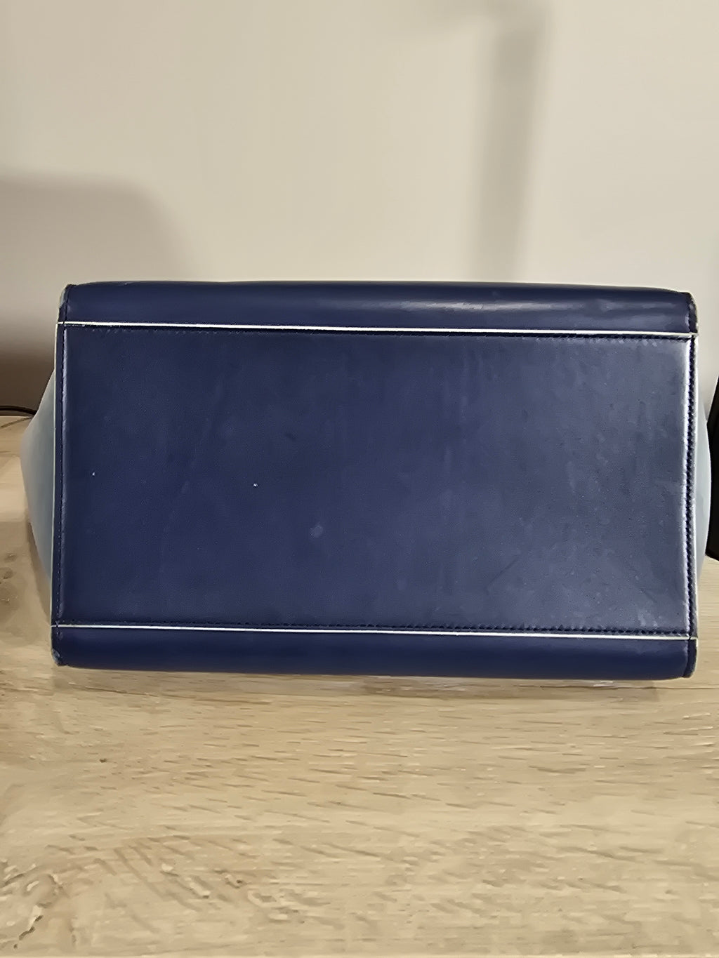 Céline Trapeze Bag Blue Leather Suede Gold Hardware