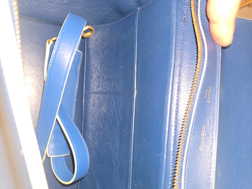 Céline Trapeze Bag Blue Leather Suede Gold Hardware