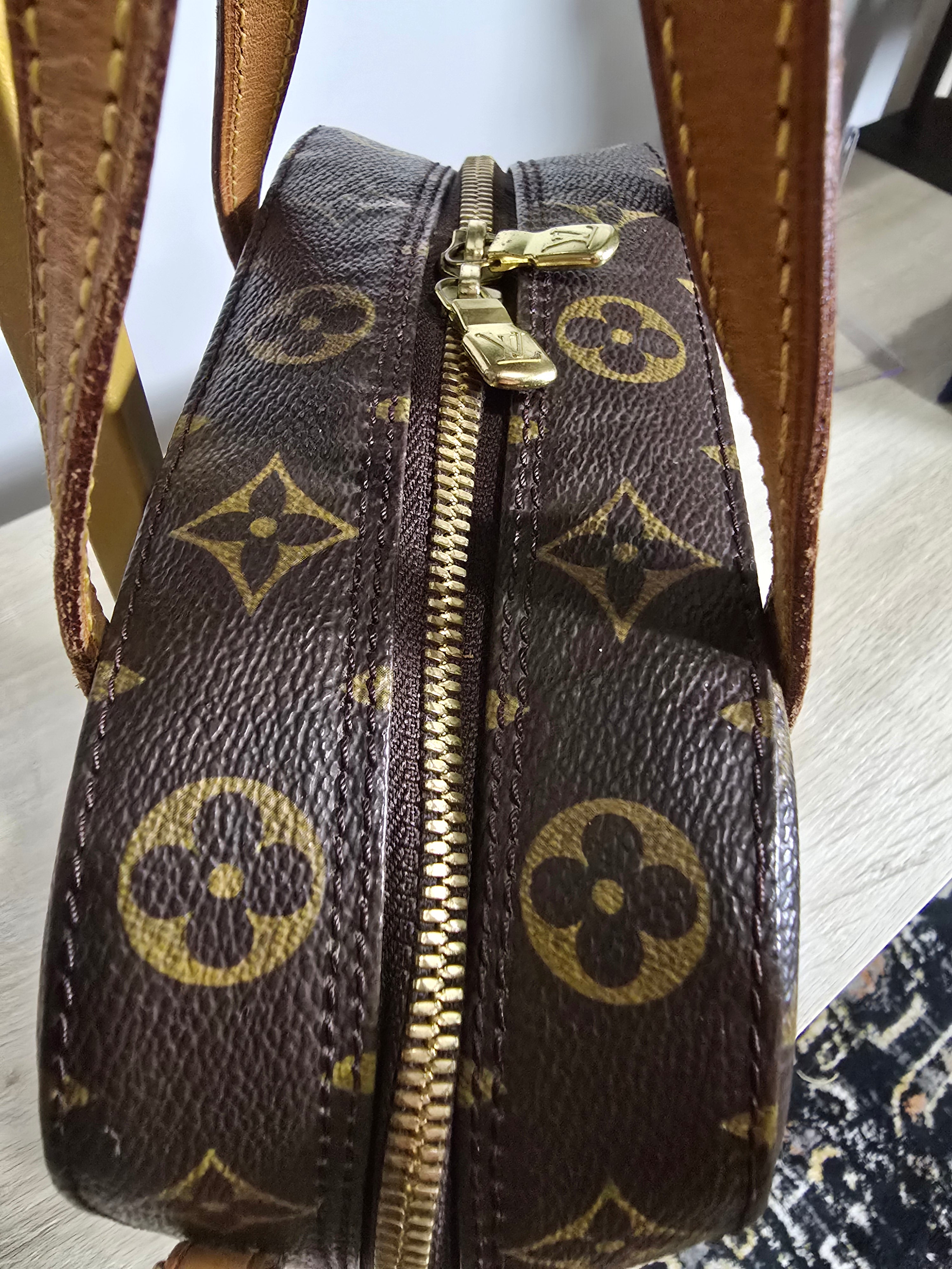 Louis Vuitton Monogram Spontini Satchel Vachetta Leather Handles Shoulder Strap