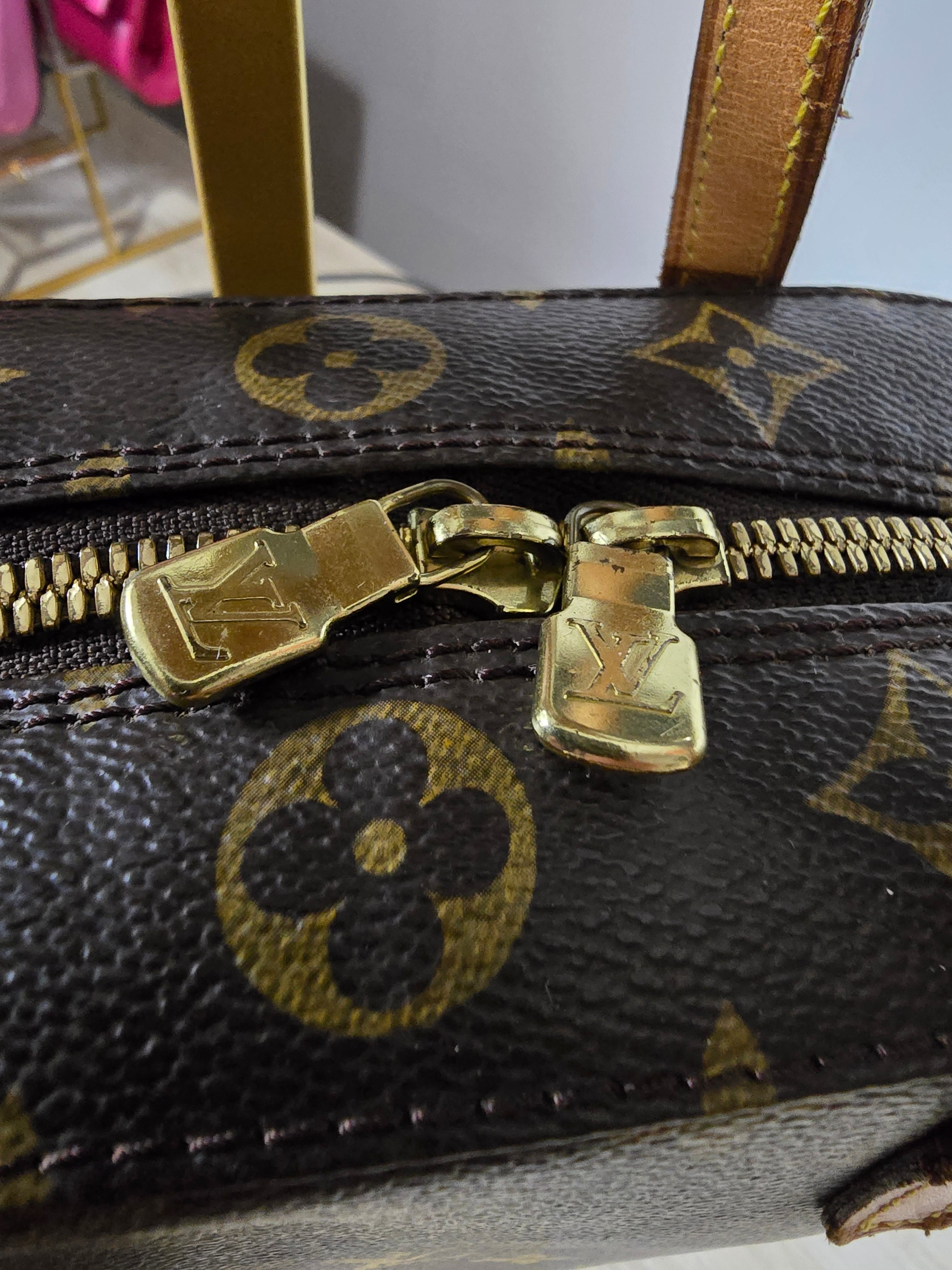 Louis Vuitton Monogram Spontini Satchel Vachetta Leather Handles Shoulder Strap