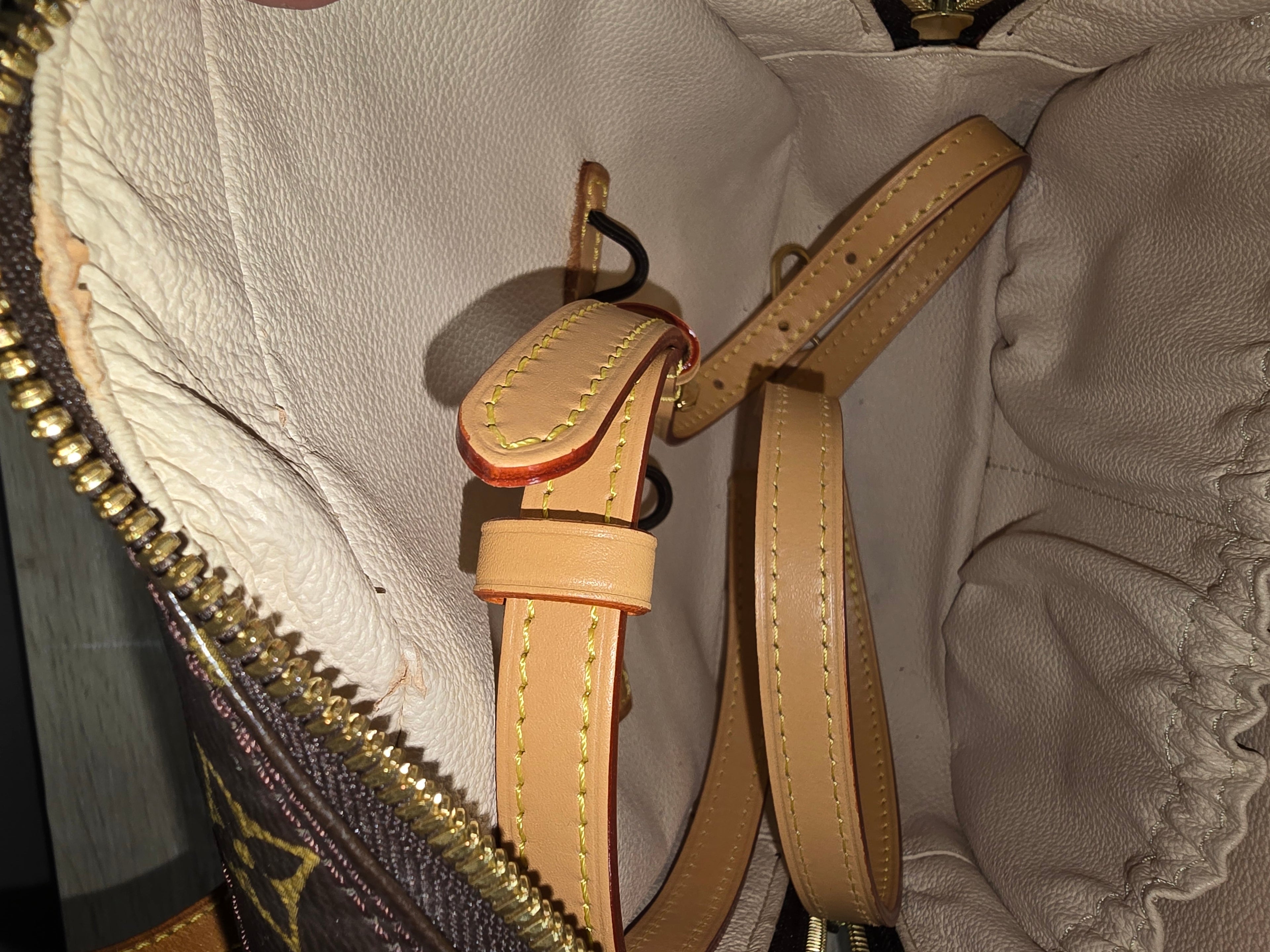 Louis Vuitton Monogram Spontini Satchel Vachetta Leather Handles Shoulder Strap