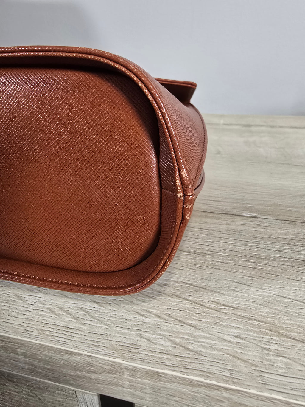 Givenchy Vintage Top Handle Bag Brown Orange Textured Leather Gold Hardware