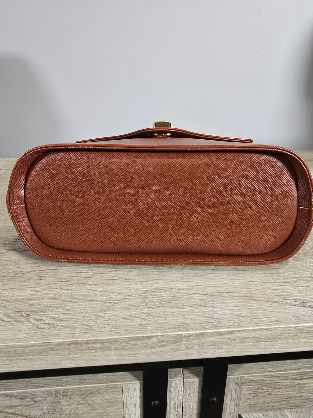 Givenchy Vintage Top Handle Bag Brown Orange Textured Leather Gold Hardware