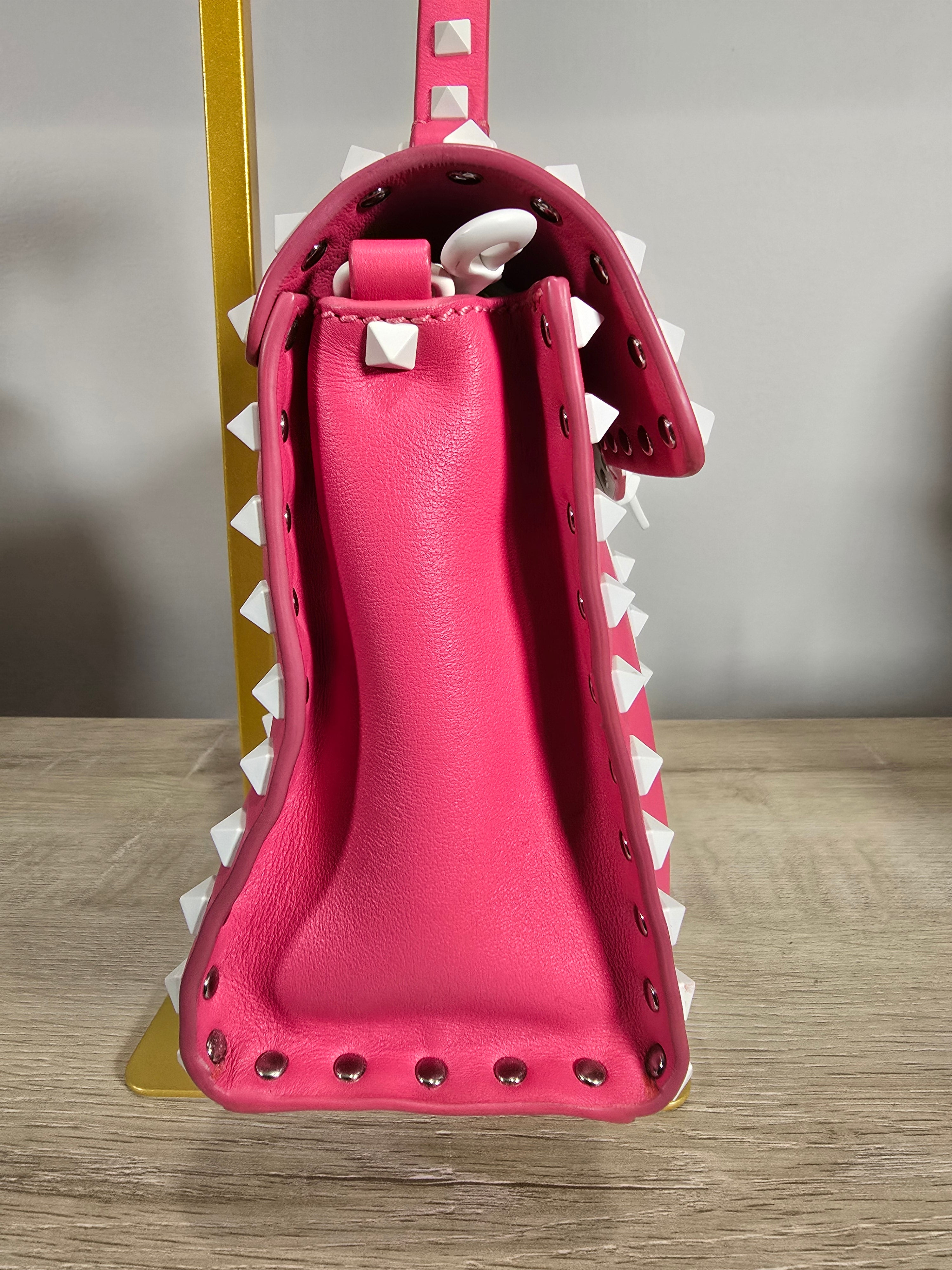 Valentino Garavani My Rockstud Shoulder Bag Pink White Leather Studded Strap