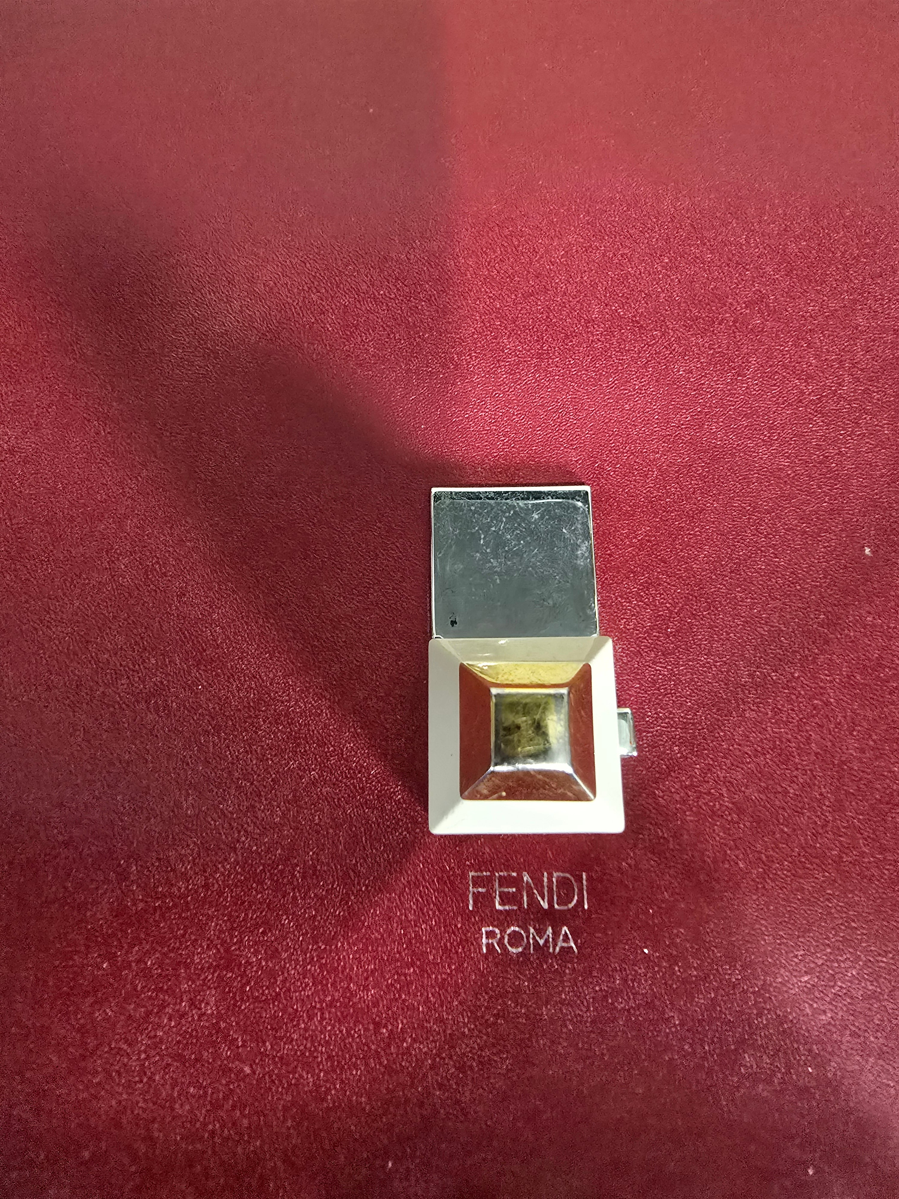 Fendi Kan I Medium Shoulder Bag Red Leather Silver Hardware Chain Strap