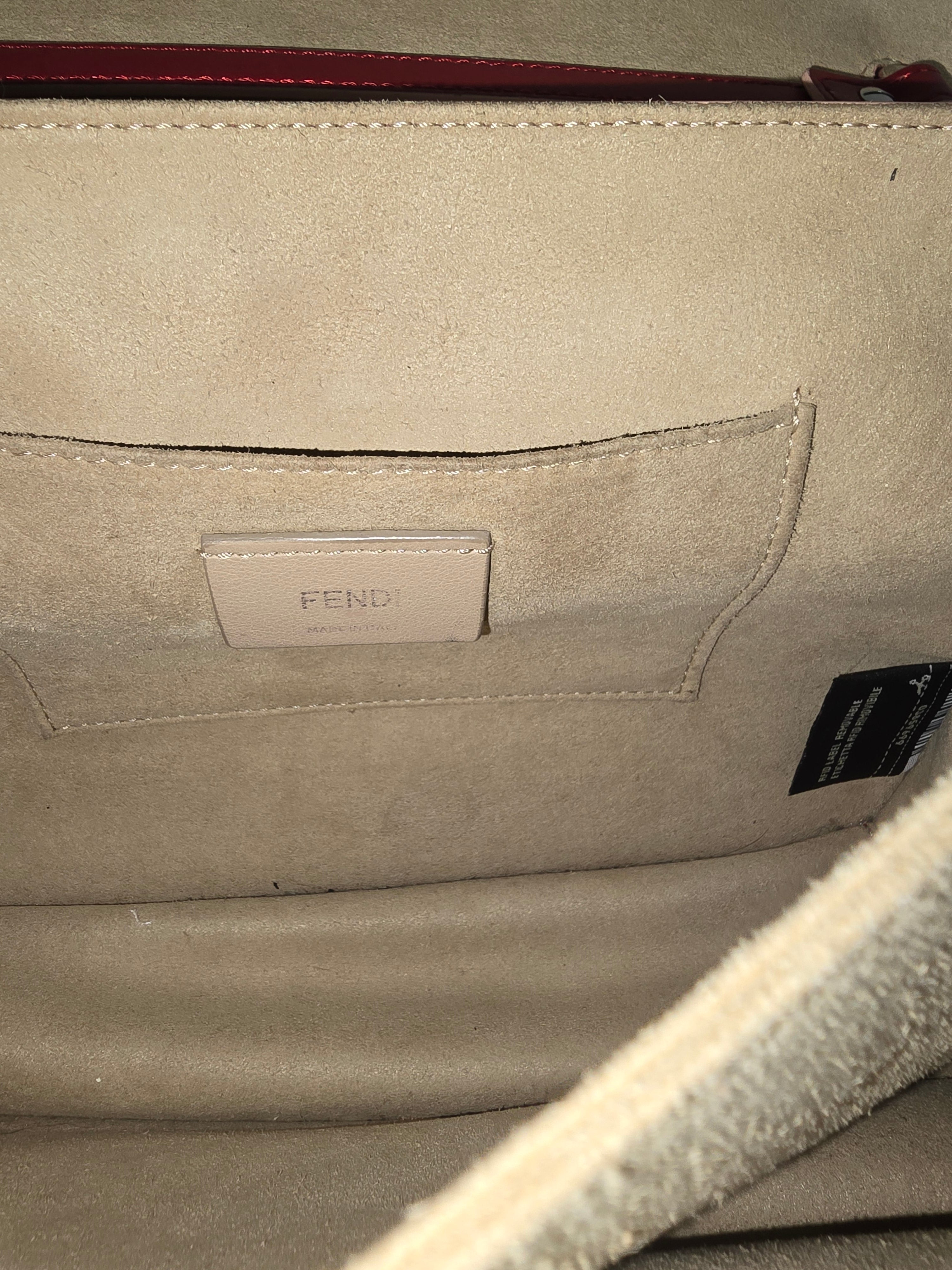 Fendi Kan I Medium Shoulder Bag Red Leather Silver Hardware Chain Strap