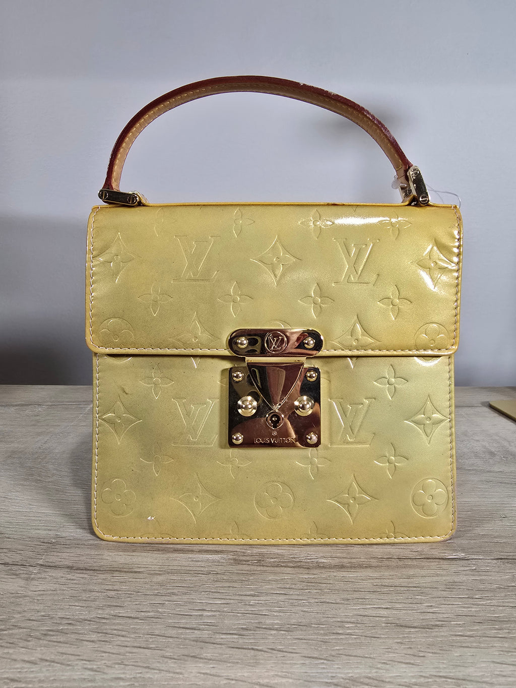 Louis Vuitton Monogram Vernis Spring Street Hand Bag Yellow Gold Hardware