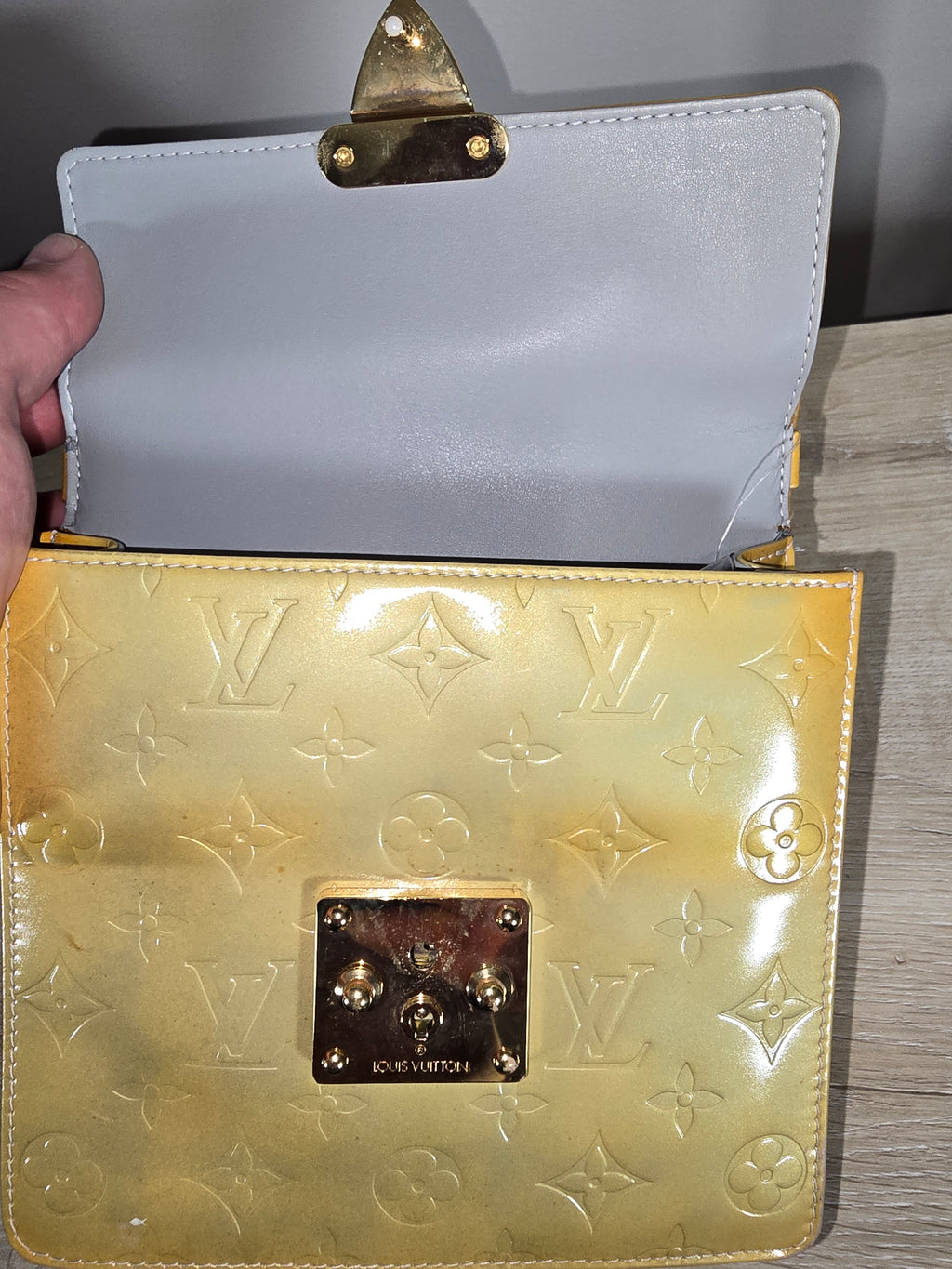 Louis Vuitton Monogram Vernis Spring Street Hand Bag Yellow Gold Hardware