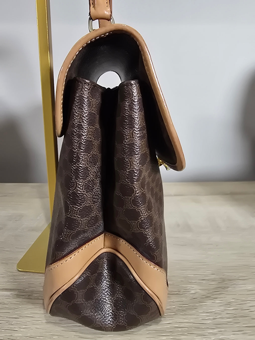 Céline Vintage Macadam Top Handle Bag Gold Horsebit Hardware Flap Closure