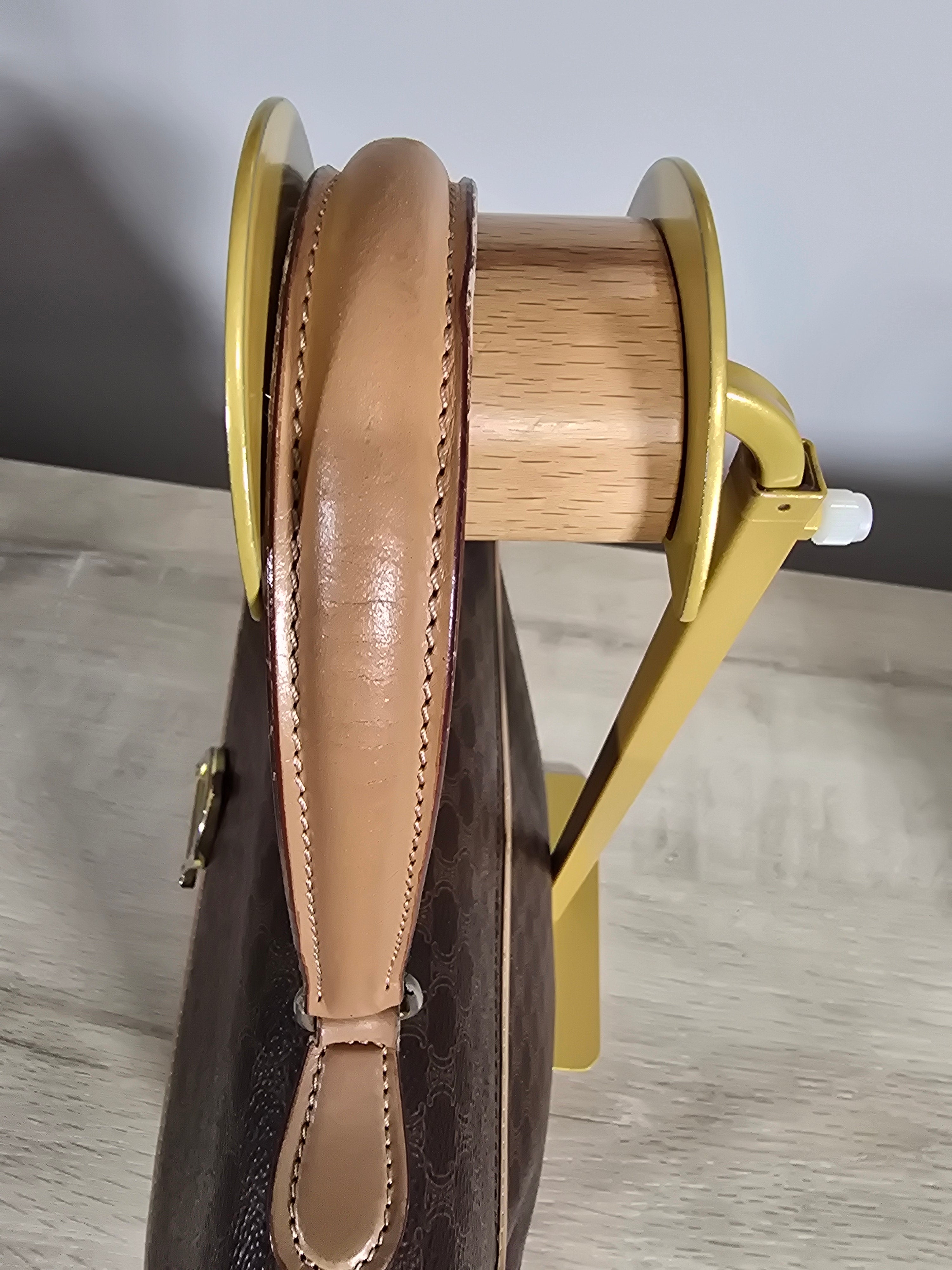 Céline Vintage Macadam Top Handle Bag Gold Horsebit Hardware Flap Closure