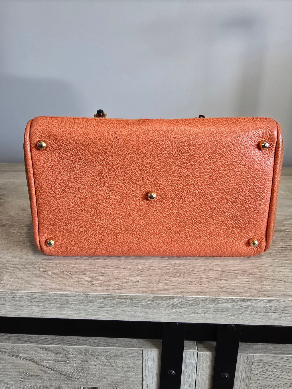 Gucci Vintage Bamboo 2-Way Front Pocket Tote Bag Orange Suede Gold Hardware