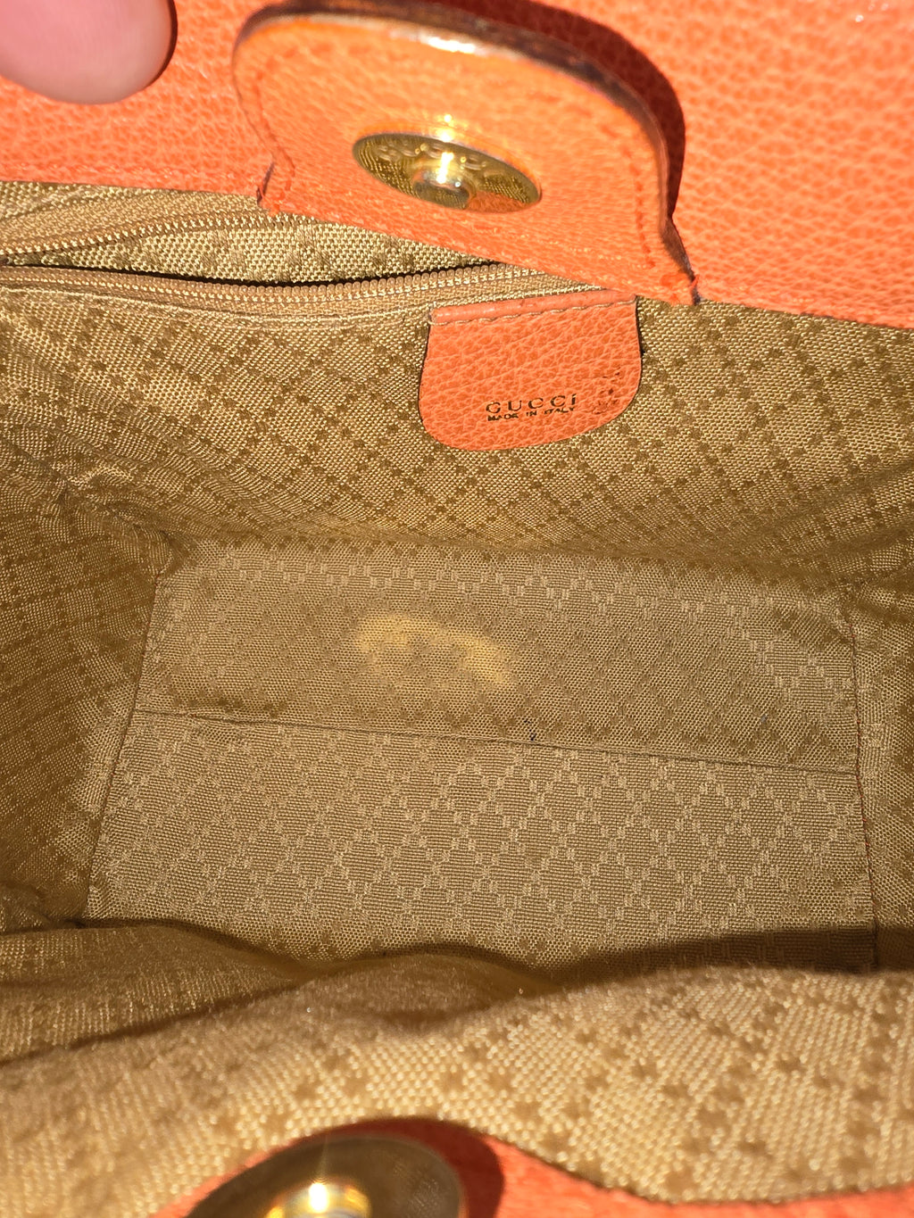 Gucci Vintage Bamboo 2-Way Front Pocket Tote Bag Orange Suede Gold Hardware