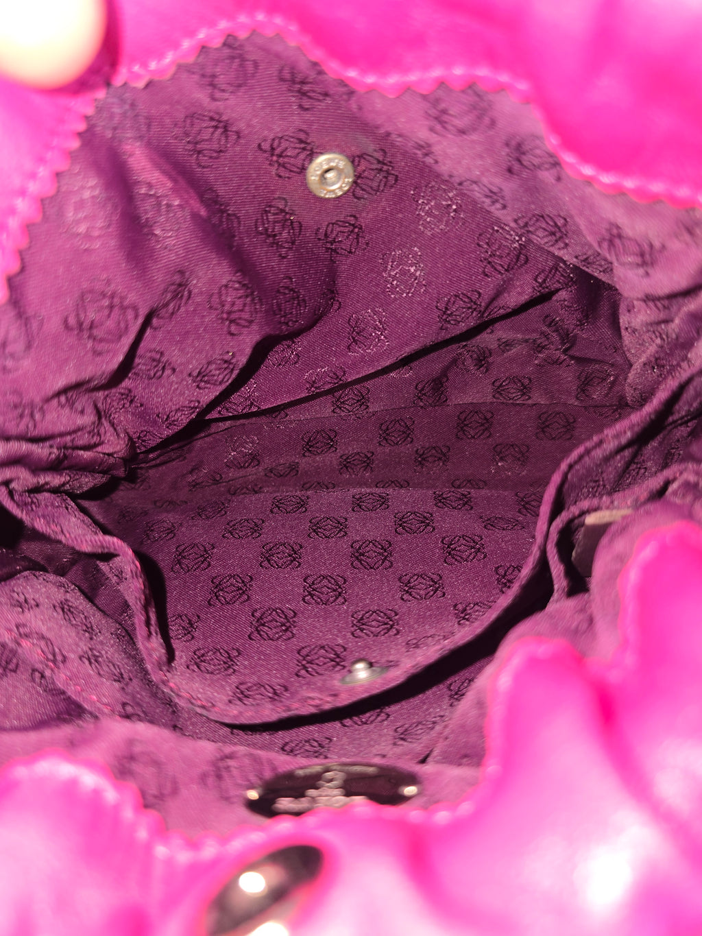 Loewe Flamenco Shoulder Bag — Bright Pink with Red Shoulder Strap