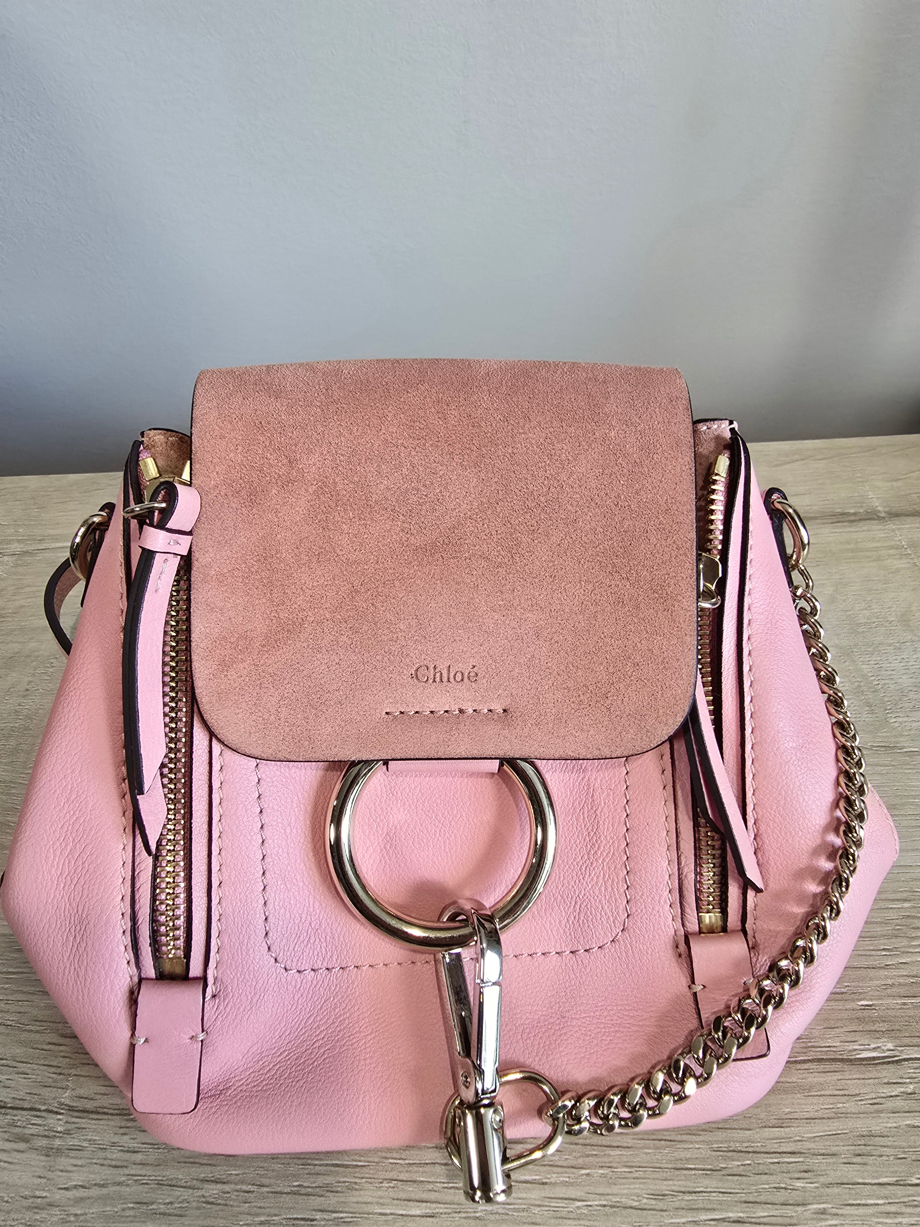 Chloé Mini Faye Backpack Washed Pink Leather