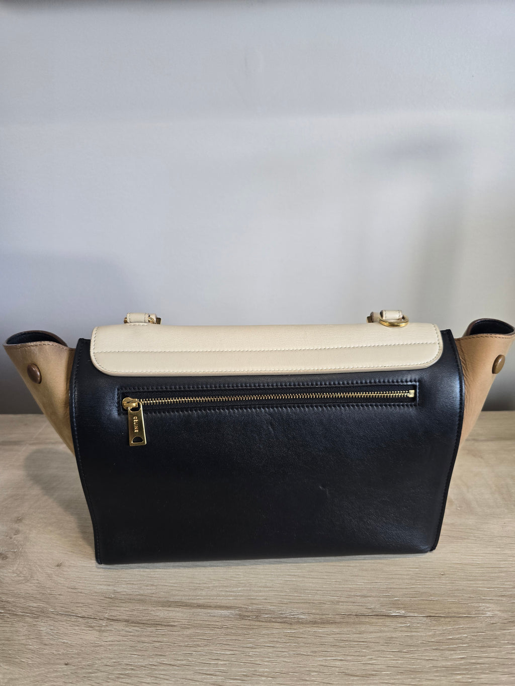 Celine Trapeze Bag — Medium Tricolor (White / Beige / Black)