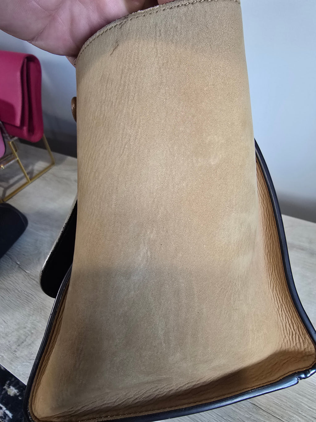 Celine Trapeze Bag — Medium Tricolor (White / Beige / Black)