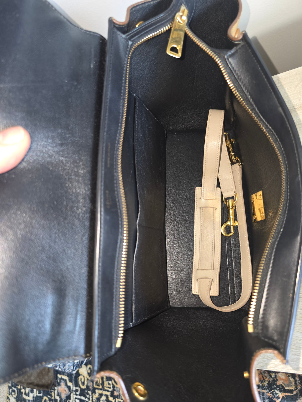 Celine Trapeze Bag — Medium Tricolor (White / Beige / Black)