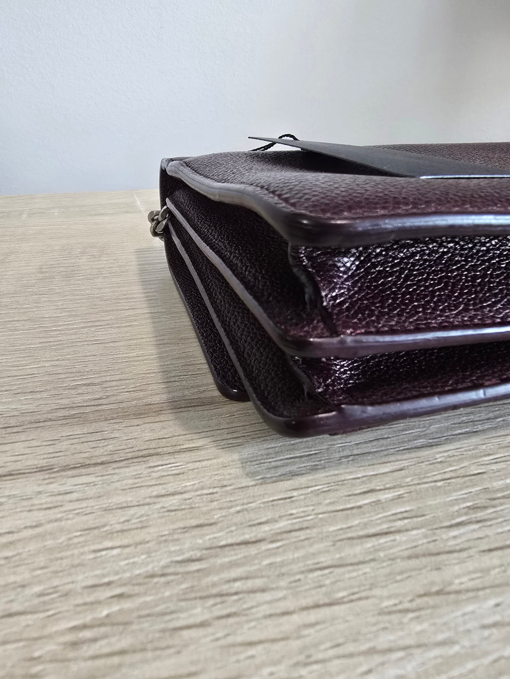 Saint Laurent Sunset Bag — Burgundy Grained Leather / Silver Hardware