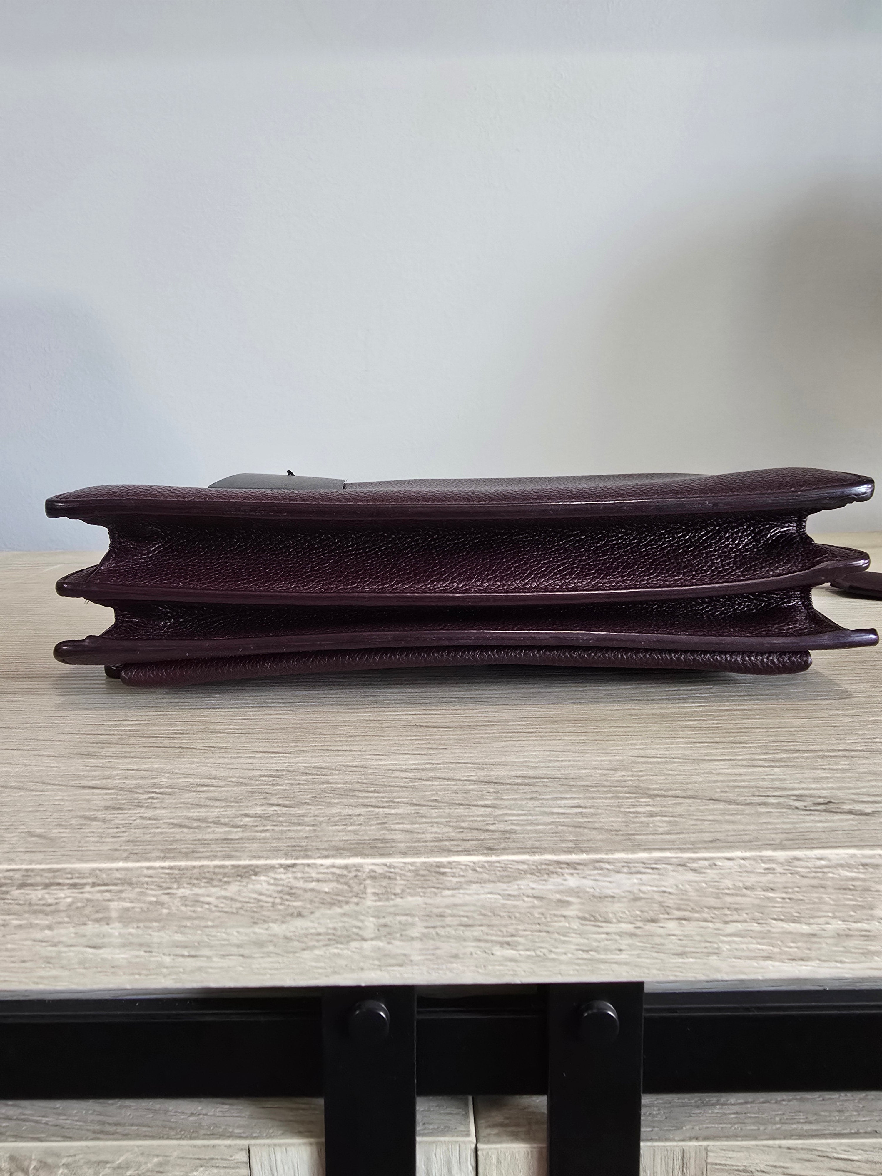 Saint Laurent Sunset Bag — Burgundy Grained Leather / Silver Hardware