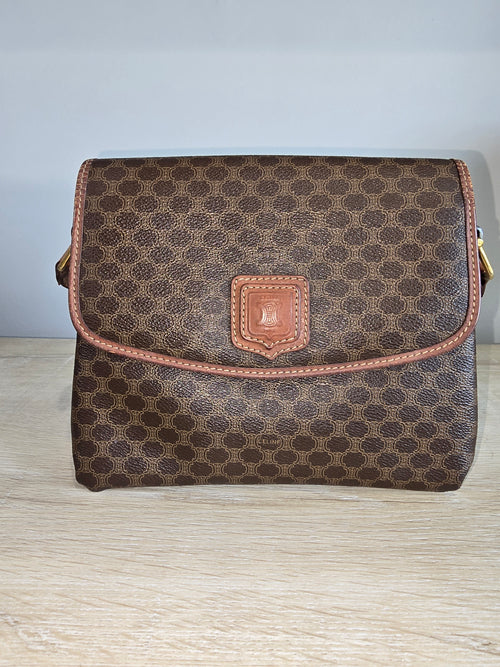 Celine Vintage Macadam Canvas Shoulder Bag