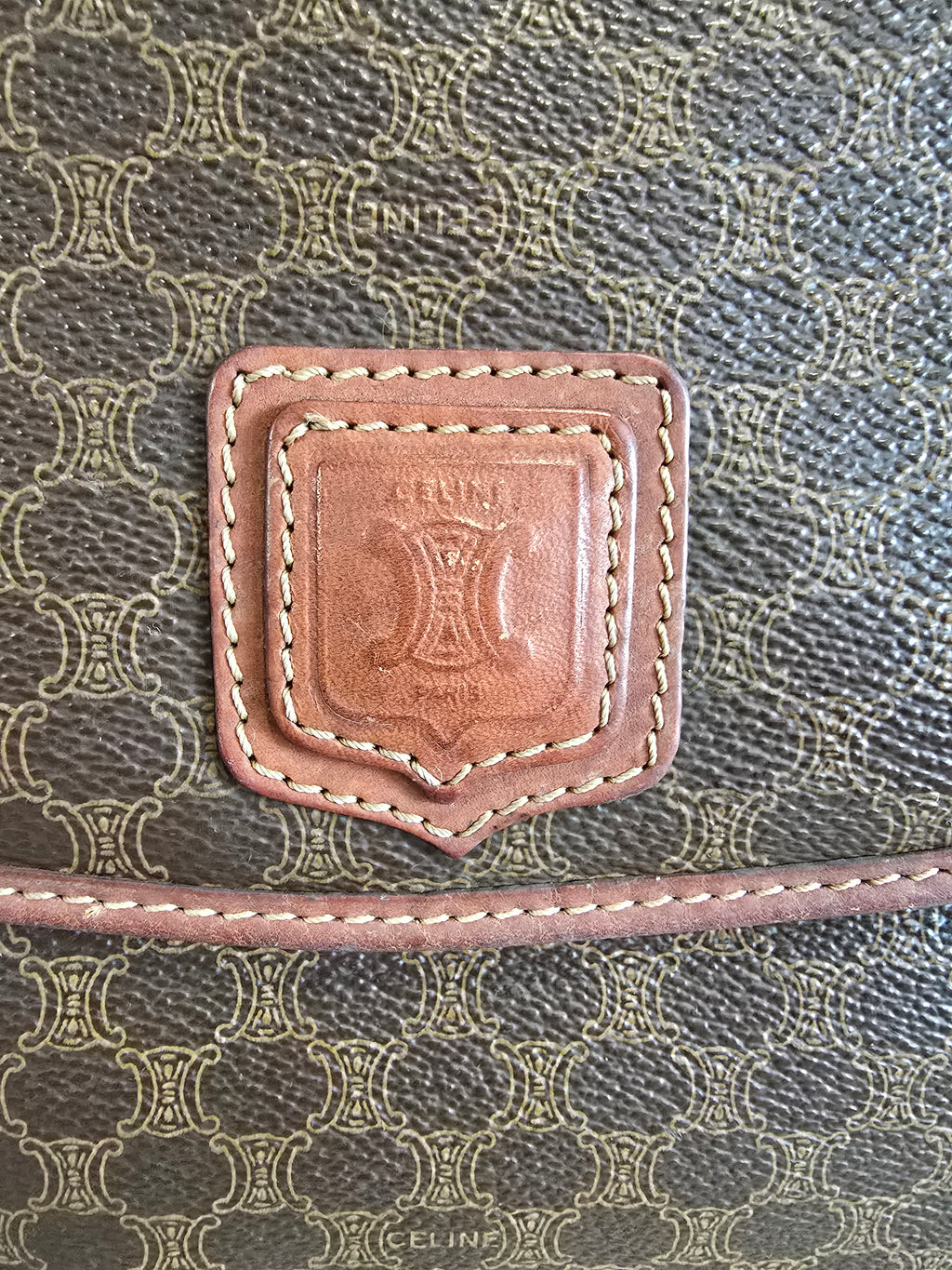 Celine Vintage Macadam Canvas Shoulder Bag
