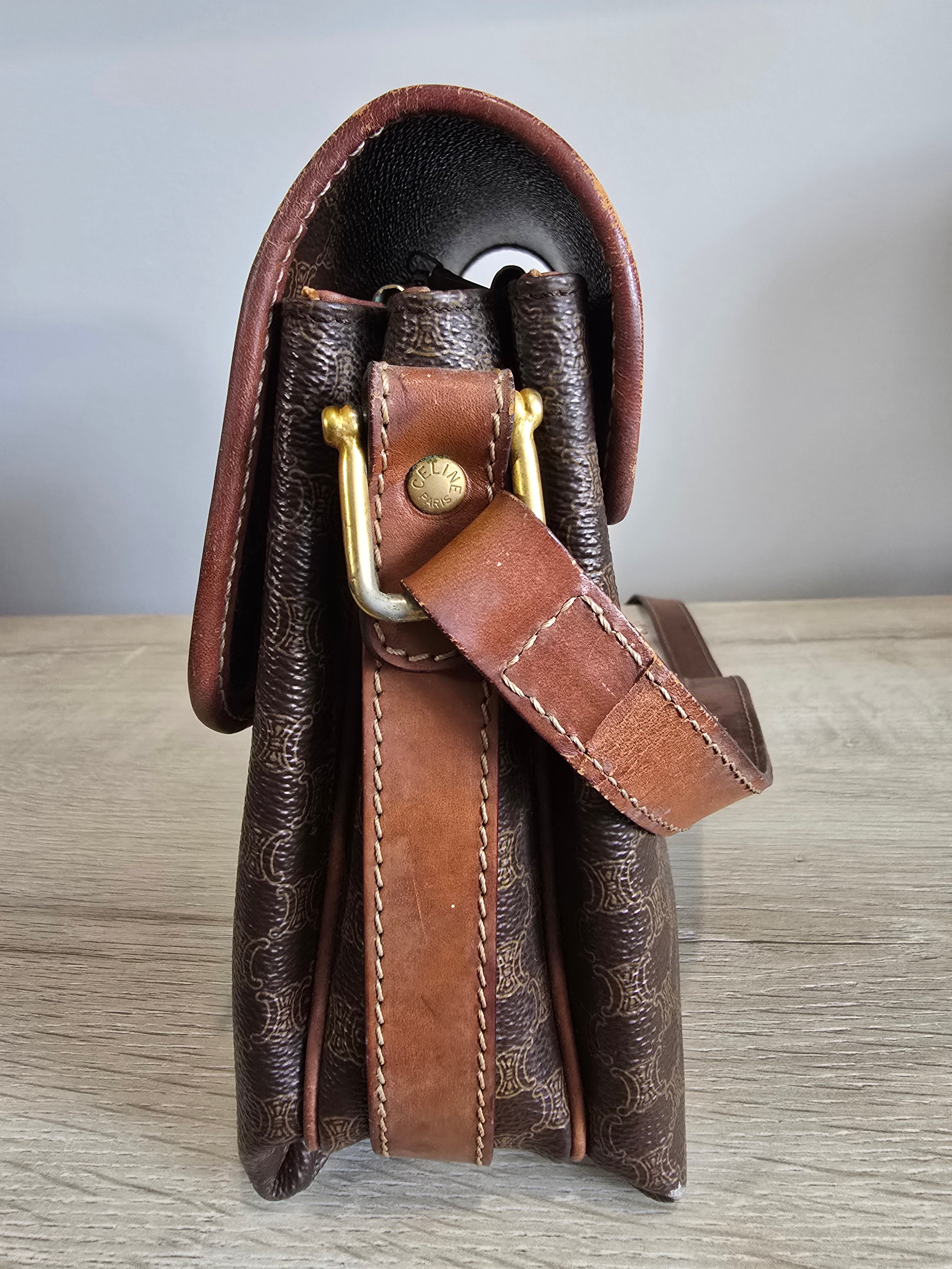 Celine Vintage Macadam Canvas Shoulder Bag
