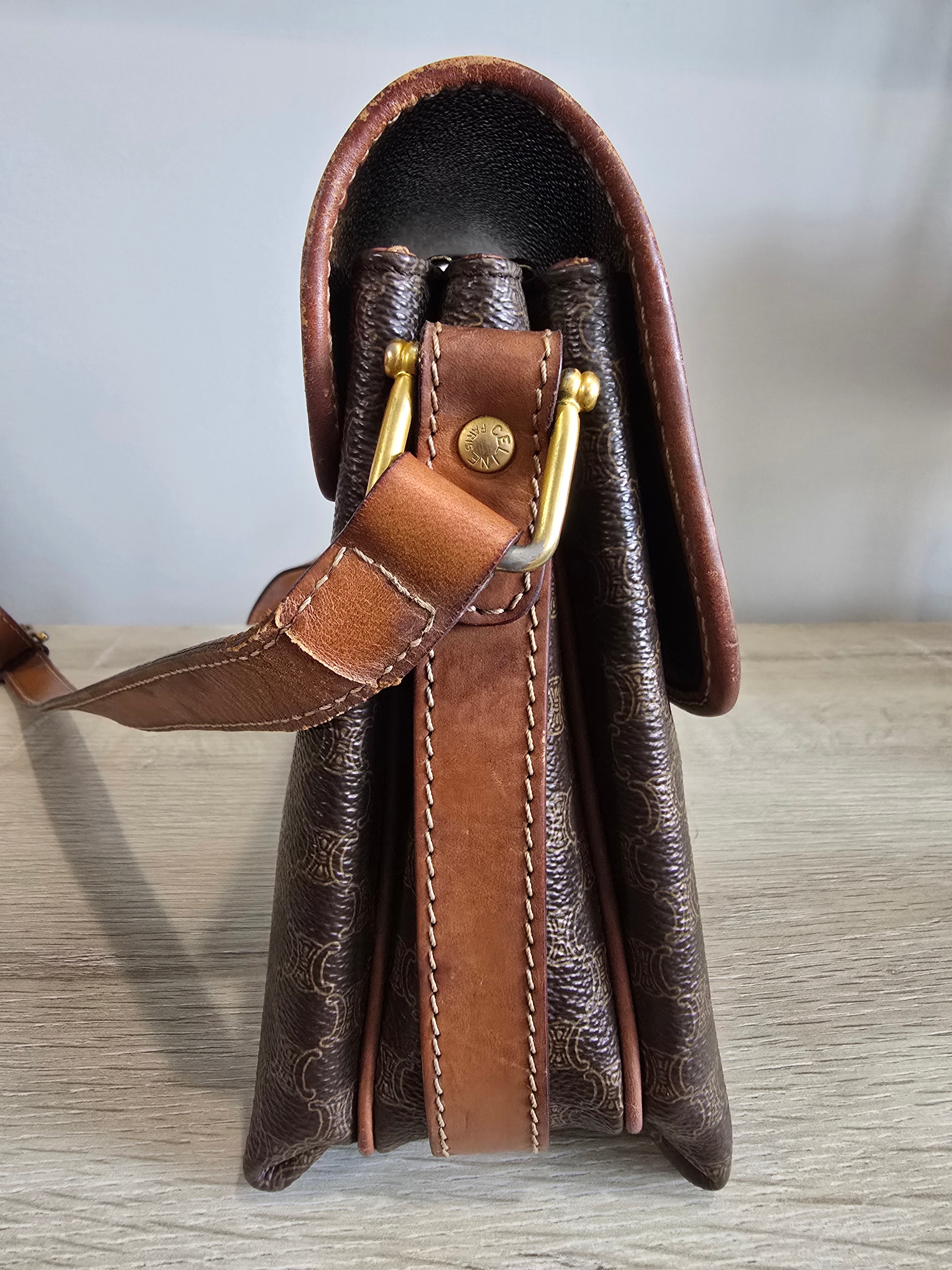 Celine Vintage Macadam Canvas Shoulder Bag