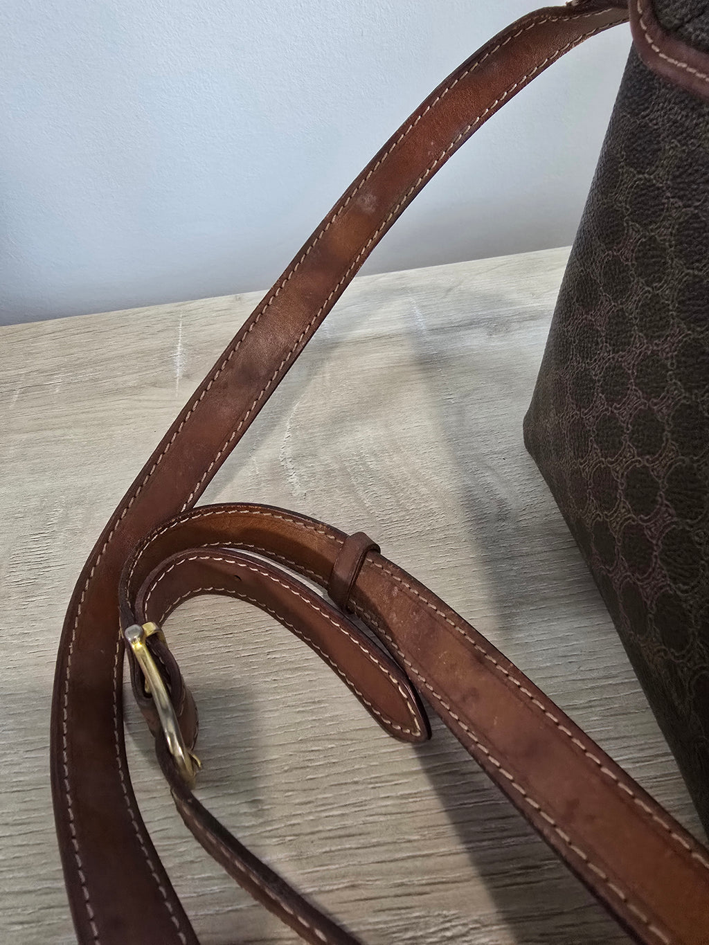 Celine Vintage Macadam Canvas Shoulder Bag