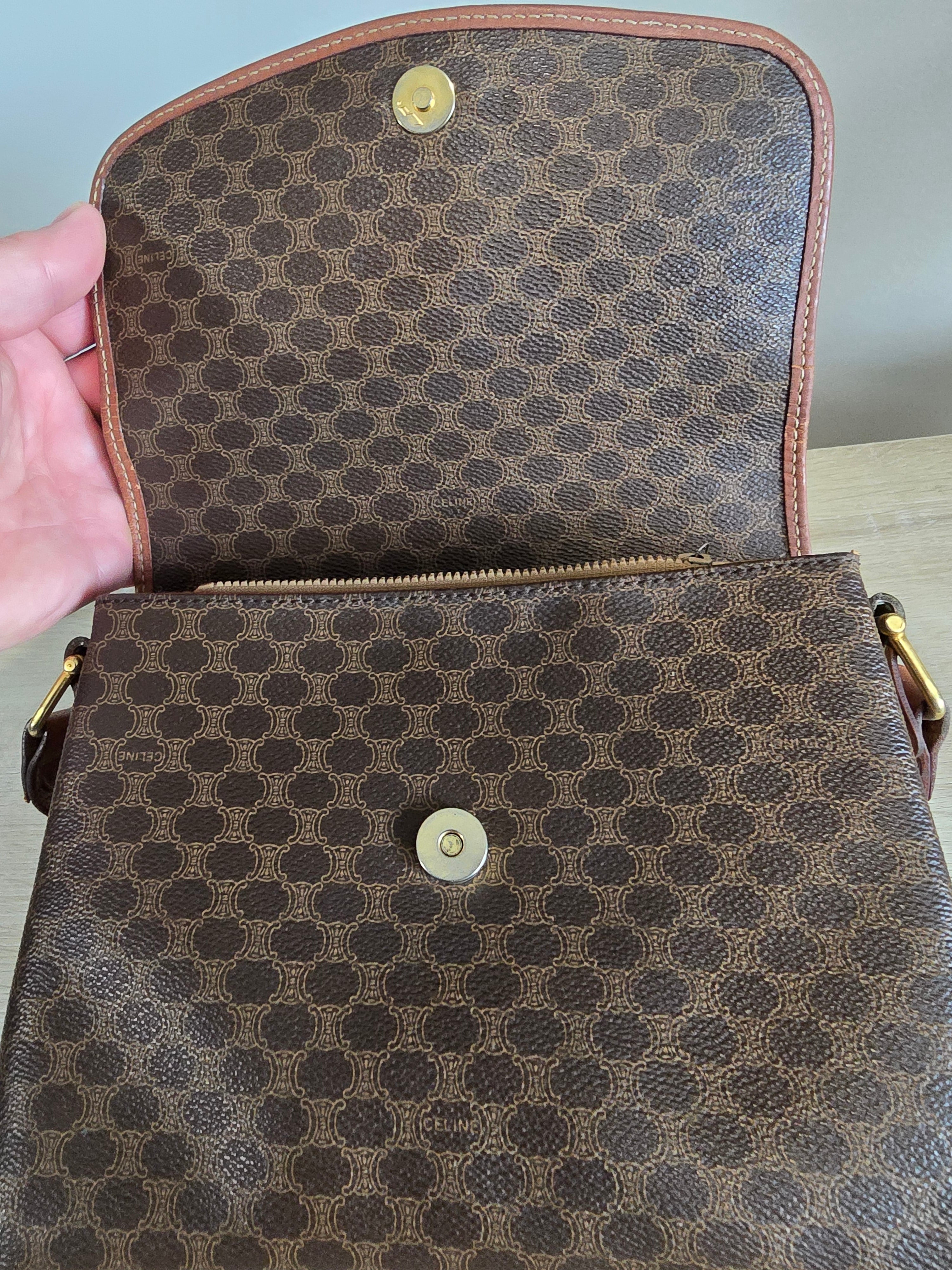 Celine Vintage Macadam Canvas Shoulder Bag