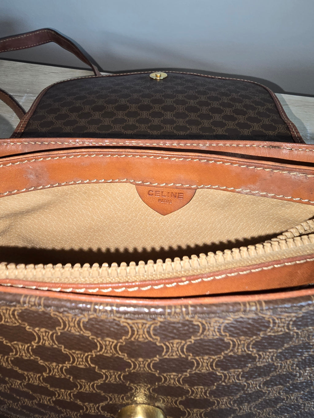 Celine Vintage Macadam Canvas Shoulder Bag