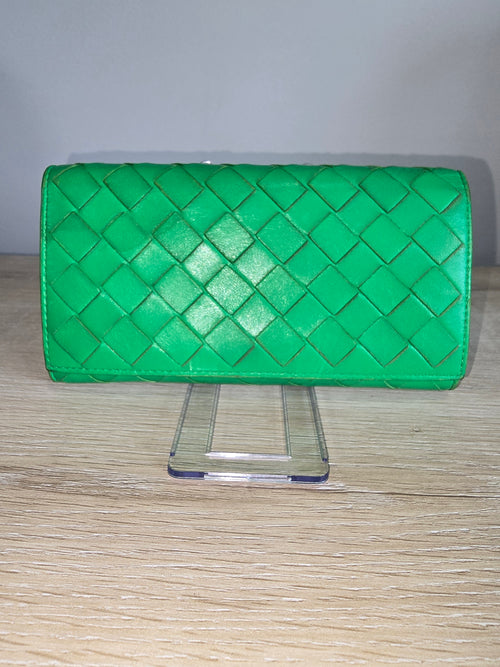 Bottega Veneta Intrecciato Leather Wallet — Green