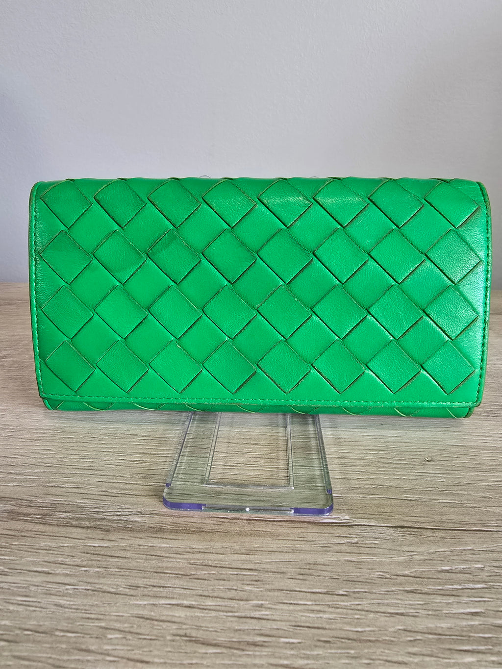 Bottega Veneta Intrecciato Leather Wallet — Green