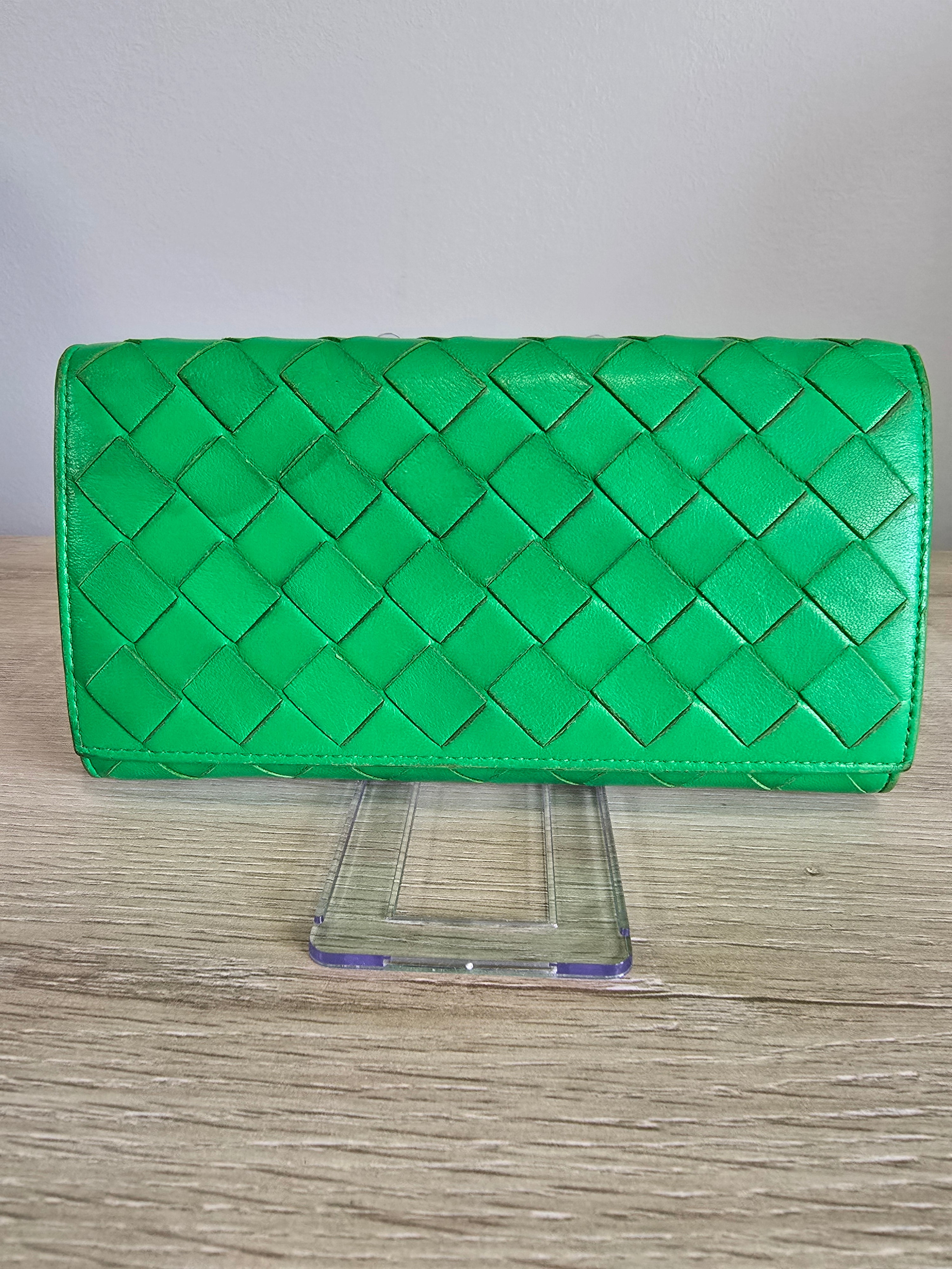 Bottega Veneta Intrecciato Leather Wallet — Green