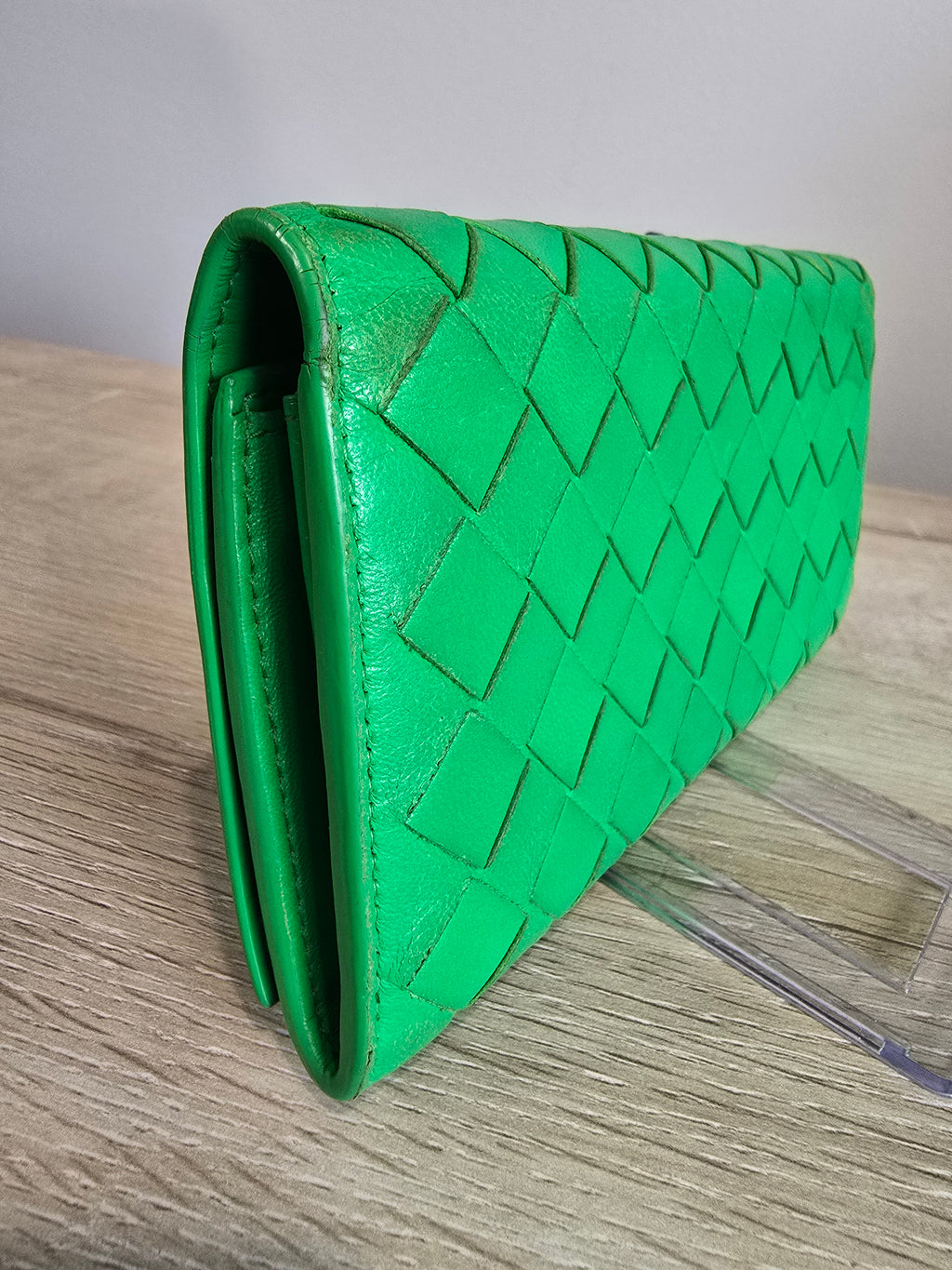 Bottega Veneta Intrecciato Leather Wallet — Green