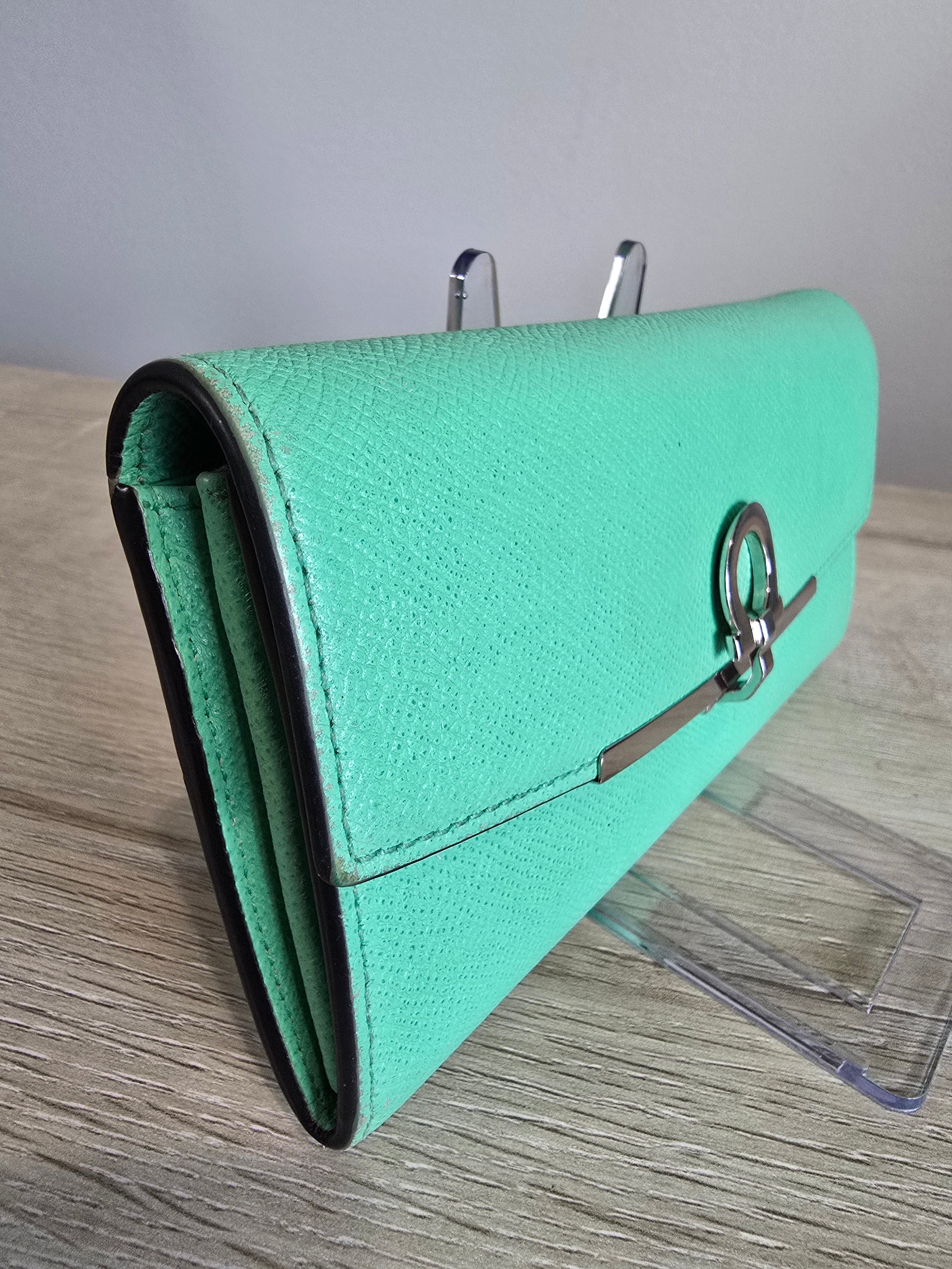 Salvatore Ferragamo Gancini Long Wallet — Light Green