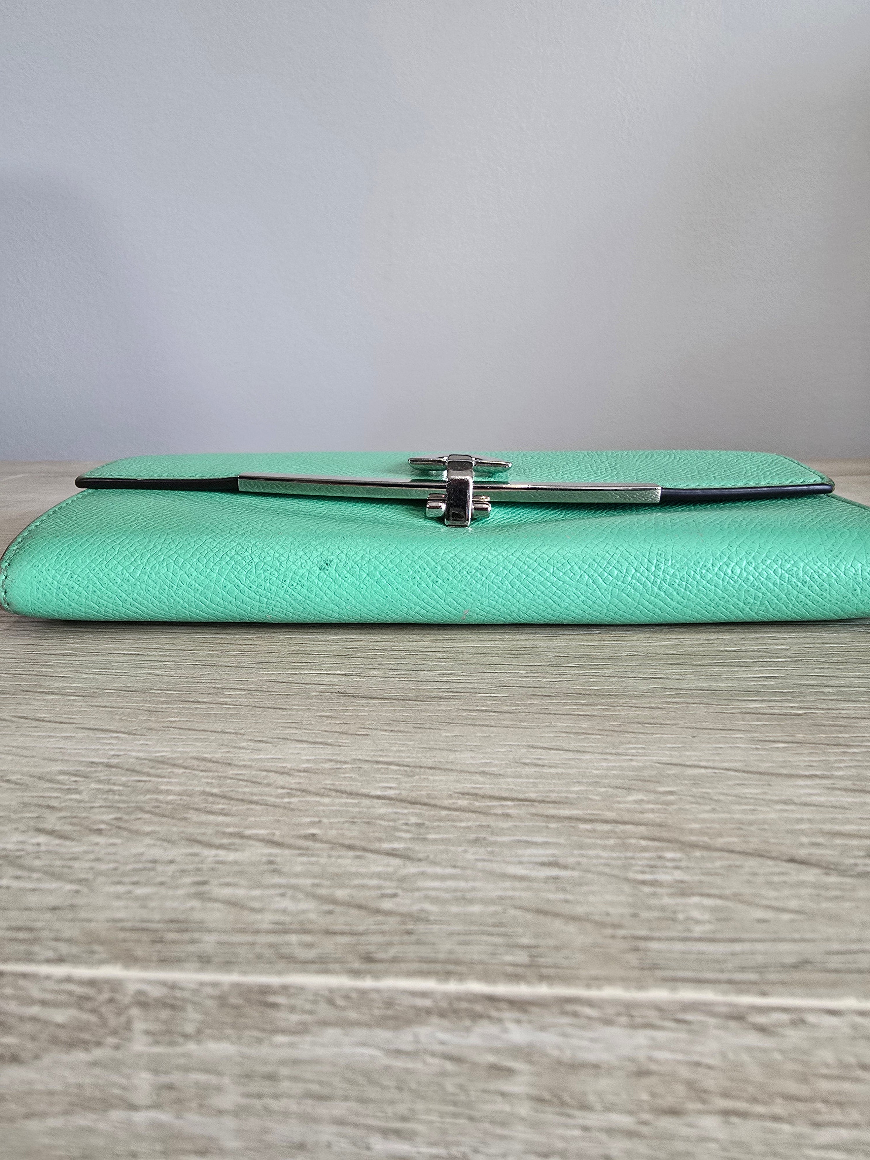 Salvatore Ferragamo Gancini Long Wallet — Light Green