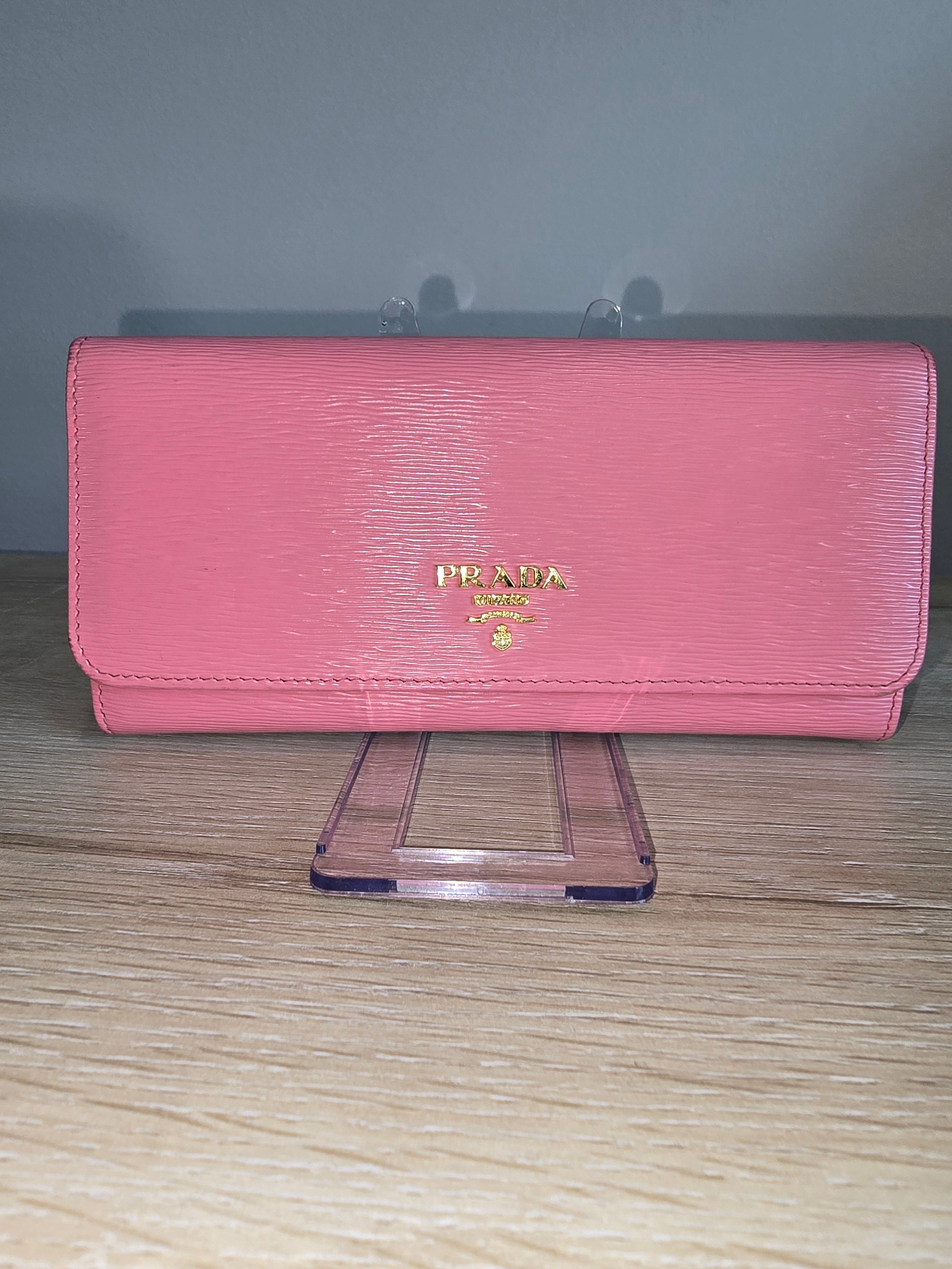 Prada Saffiano Leather Continental Wallet — Light Pink